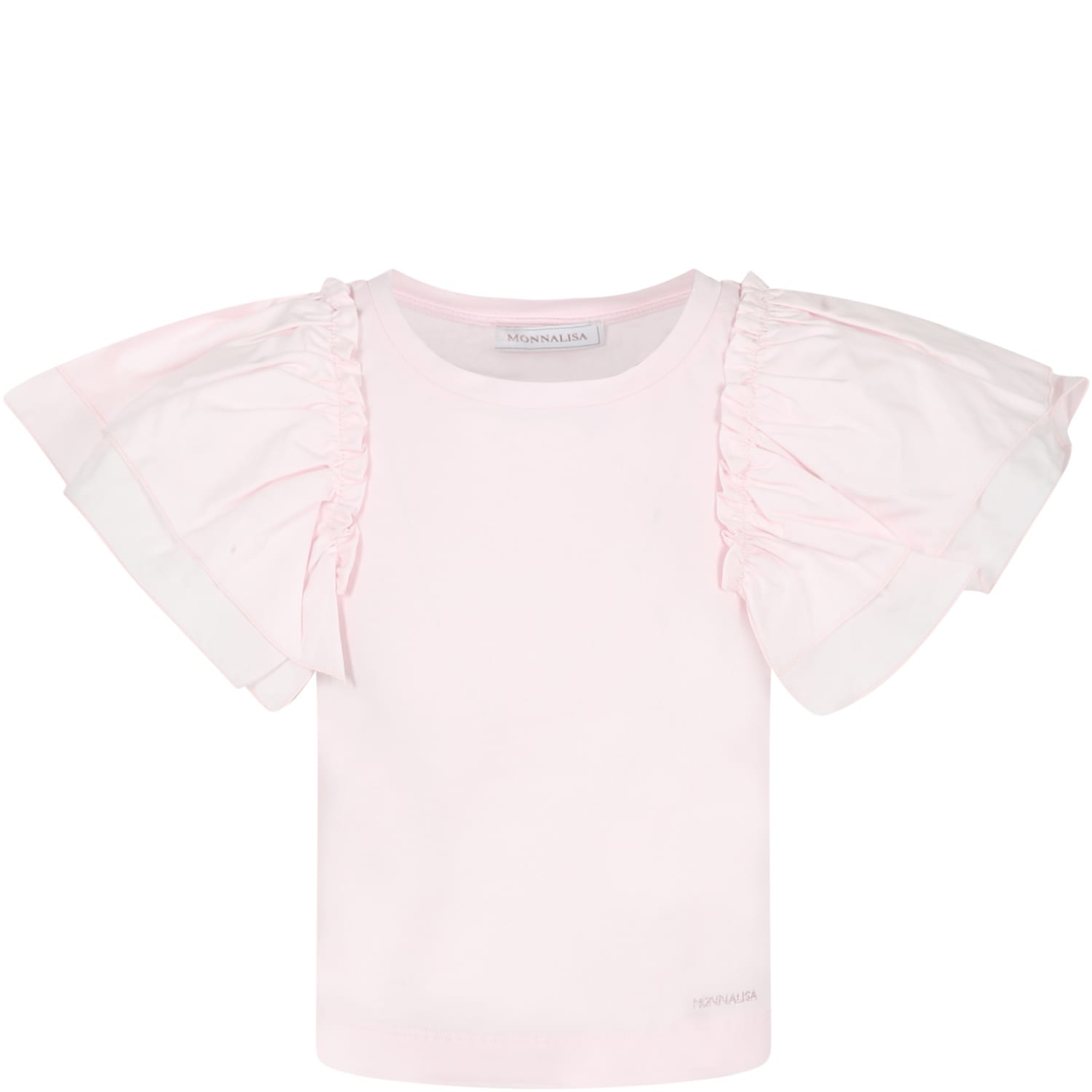 Monnalisa Pink T-shirt For Girl With Logo