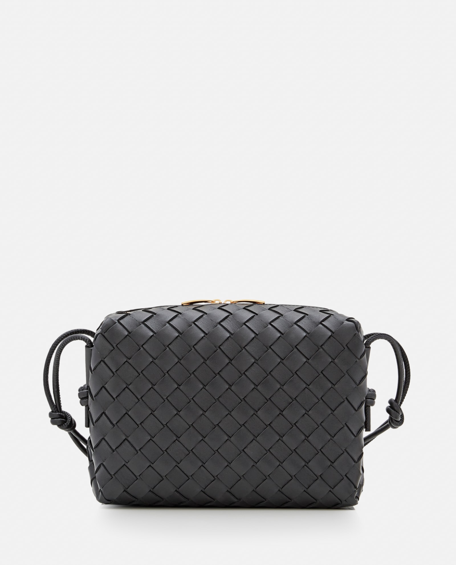 Shop Bottega Veneta Small Loop Leather Camera Bag In Black