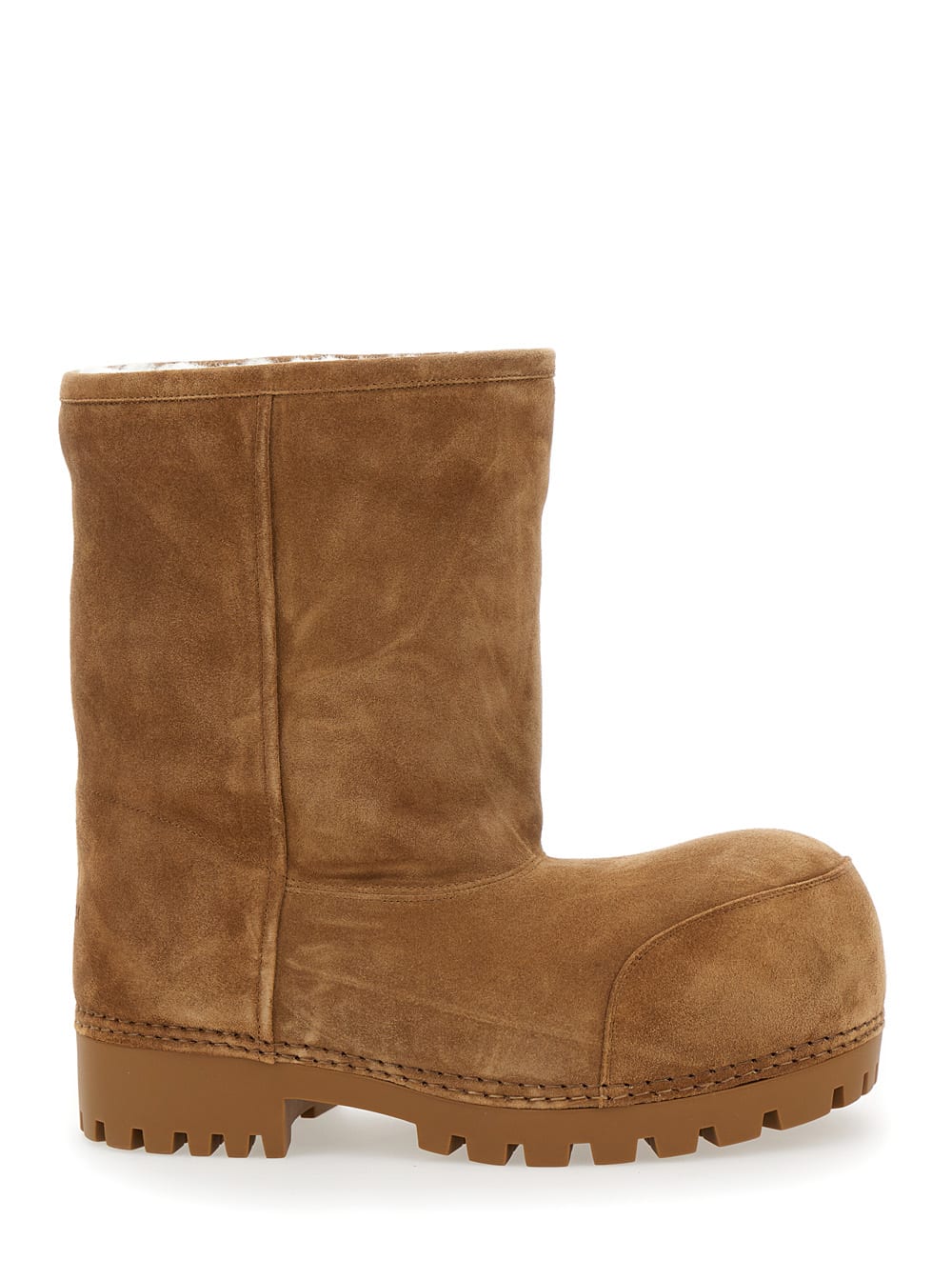 Shop Balenciaga Alaska Black Oversized Boots In Suede Woman In Beige