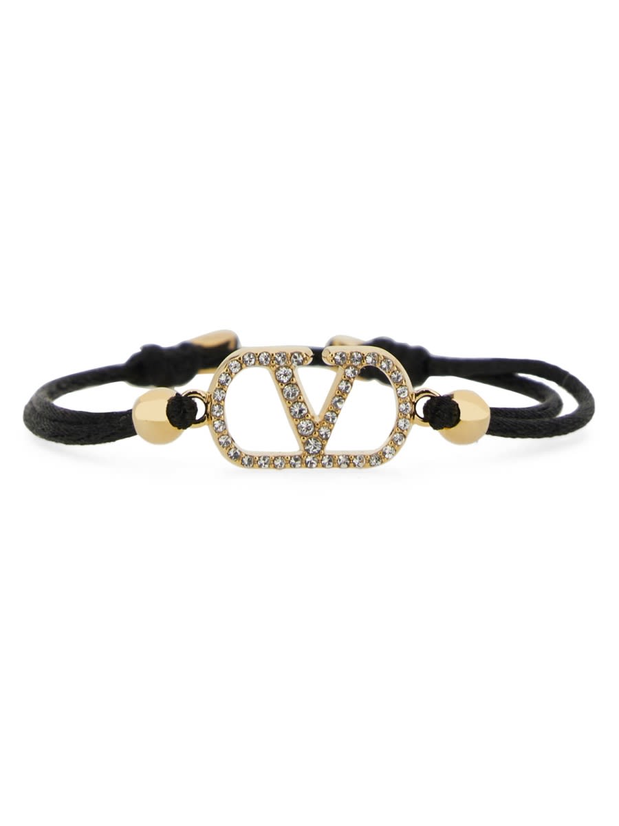 Valentino Cotton And Swarovski Crystal "vlogo Signature" Bracelet