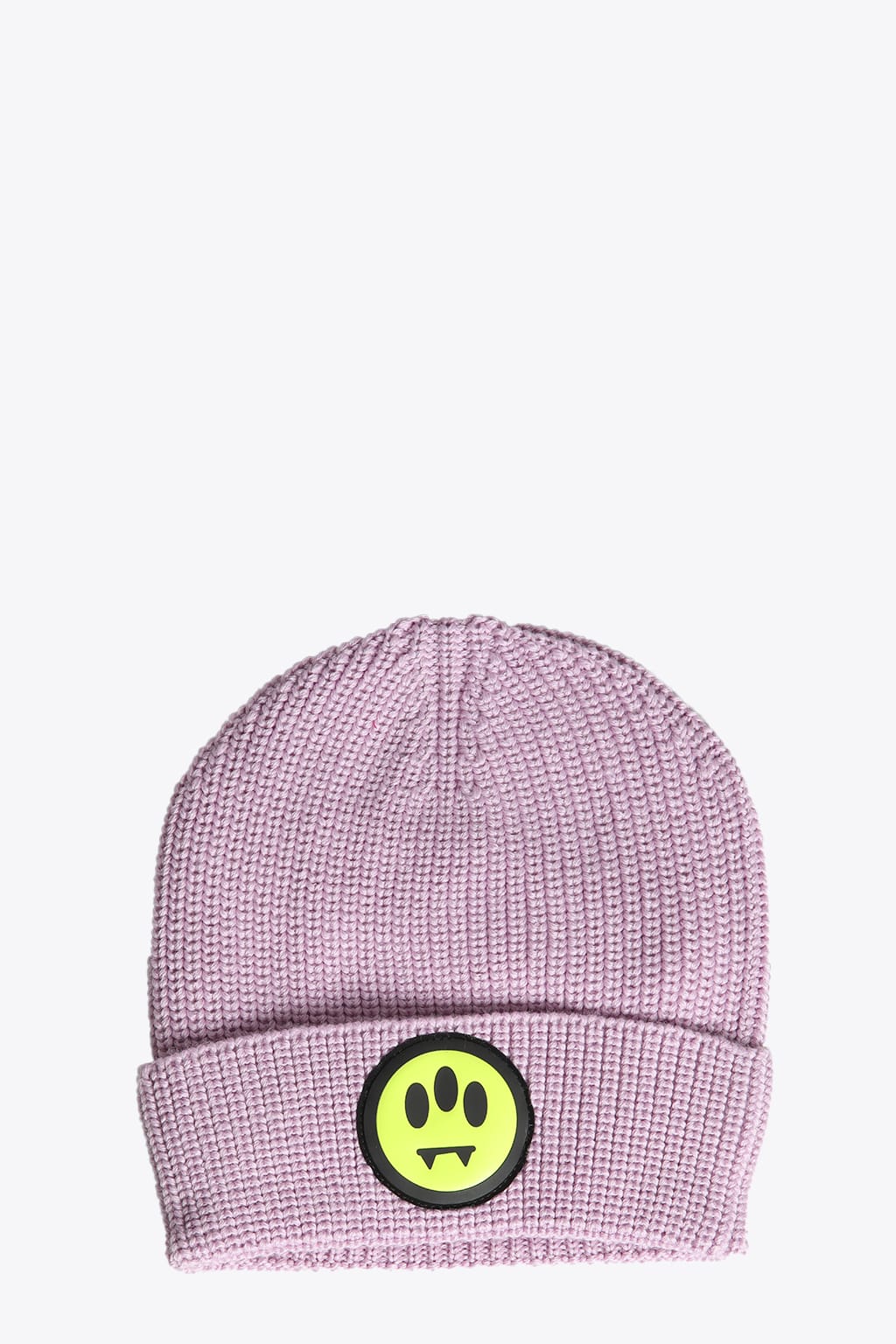 Barrow Wool Hat Unisex Pink rib-knit beanie with smile patch