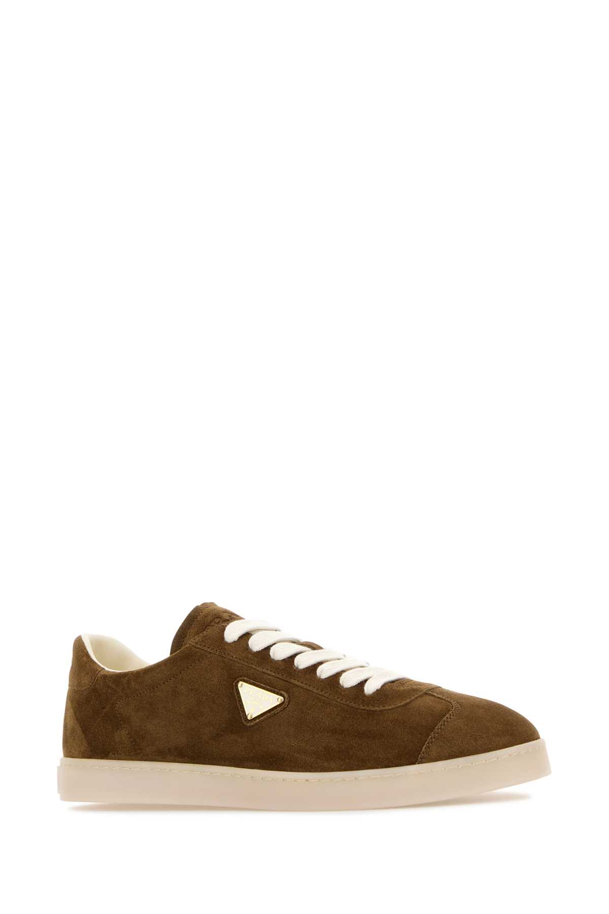 Shop Prada Brown Suede Sneakers