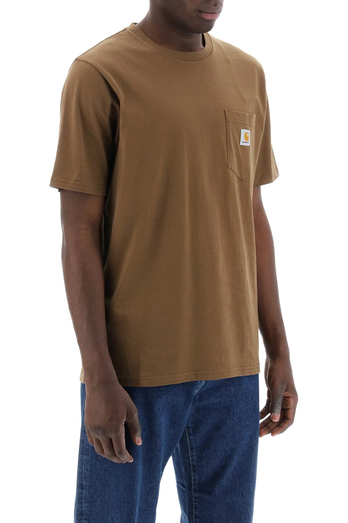 Shop Carhartt T-shirt With Chest Pocket In Lumber (brown)