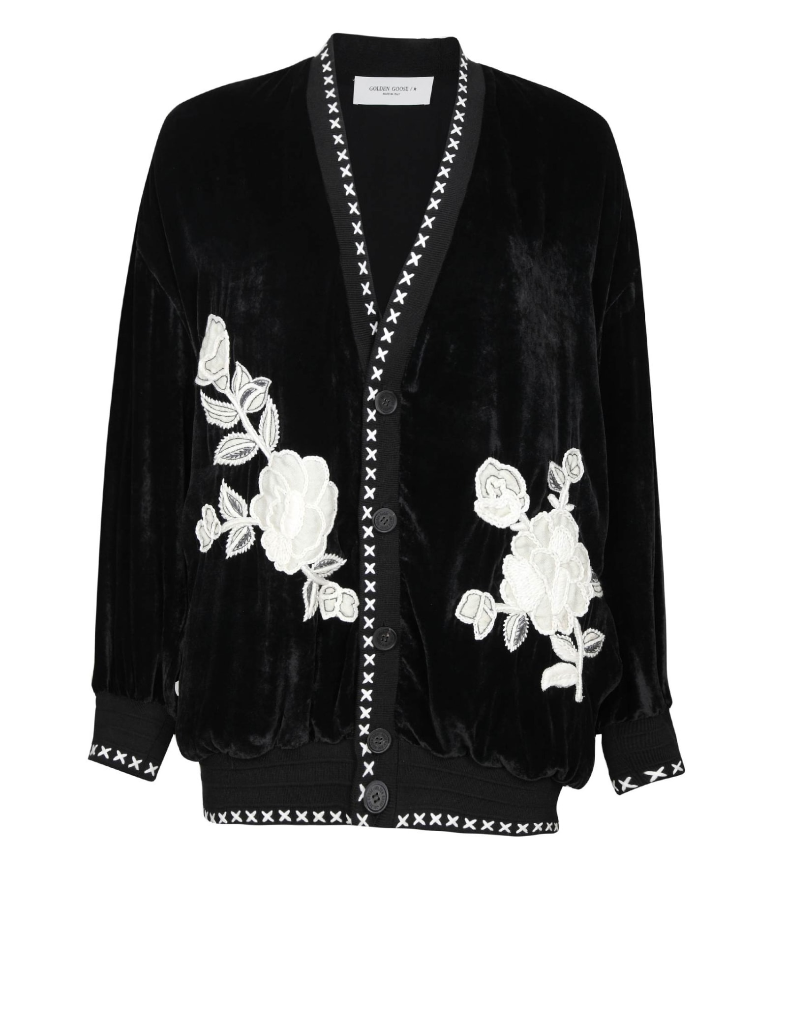 GOLDEN GOOSE GOLDEN GOOSE WOMENS CARDIGAN WITH EMBROIDERED FLOWERS