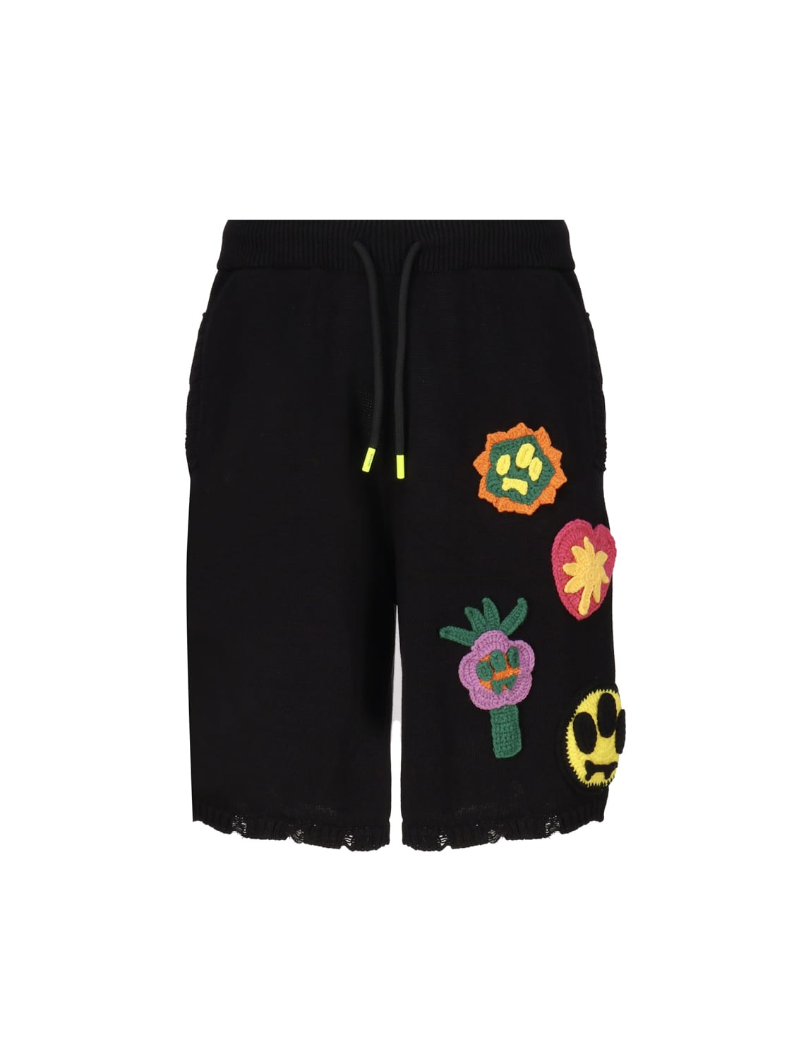 Shop Barrow Multi-patch Laced Shorts In Nero