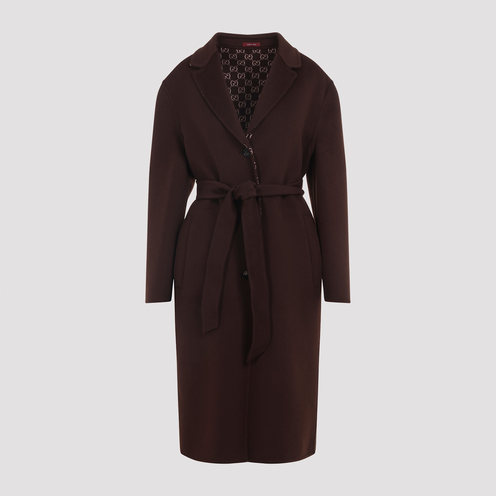 Gucci Silk And Wool Reversible Coat In Brown