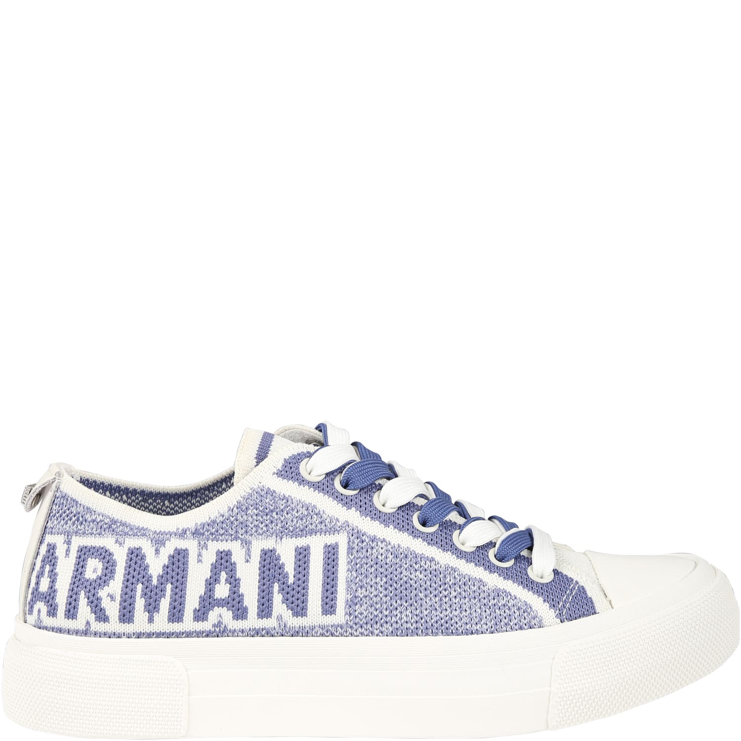 Armani Collezioni Kids' White Sneakers For Boy With Logo In Multicolor