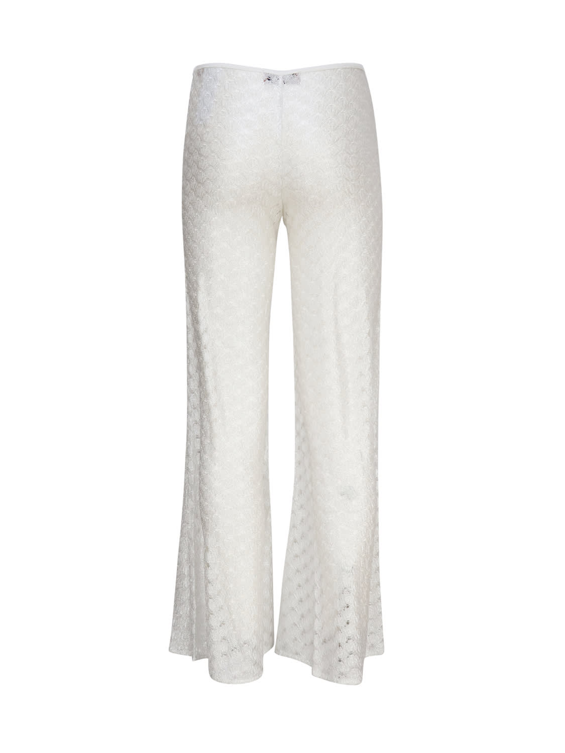 Shop Missoni Flared Viscose Trousers In Brilliant White
