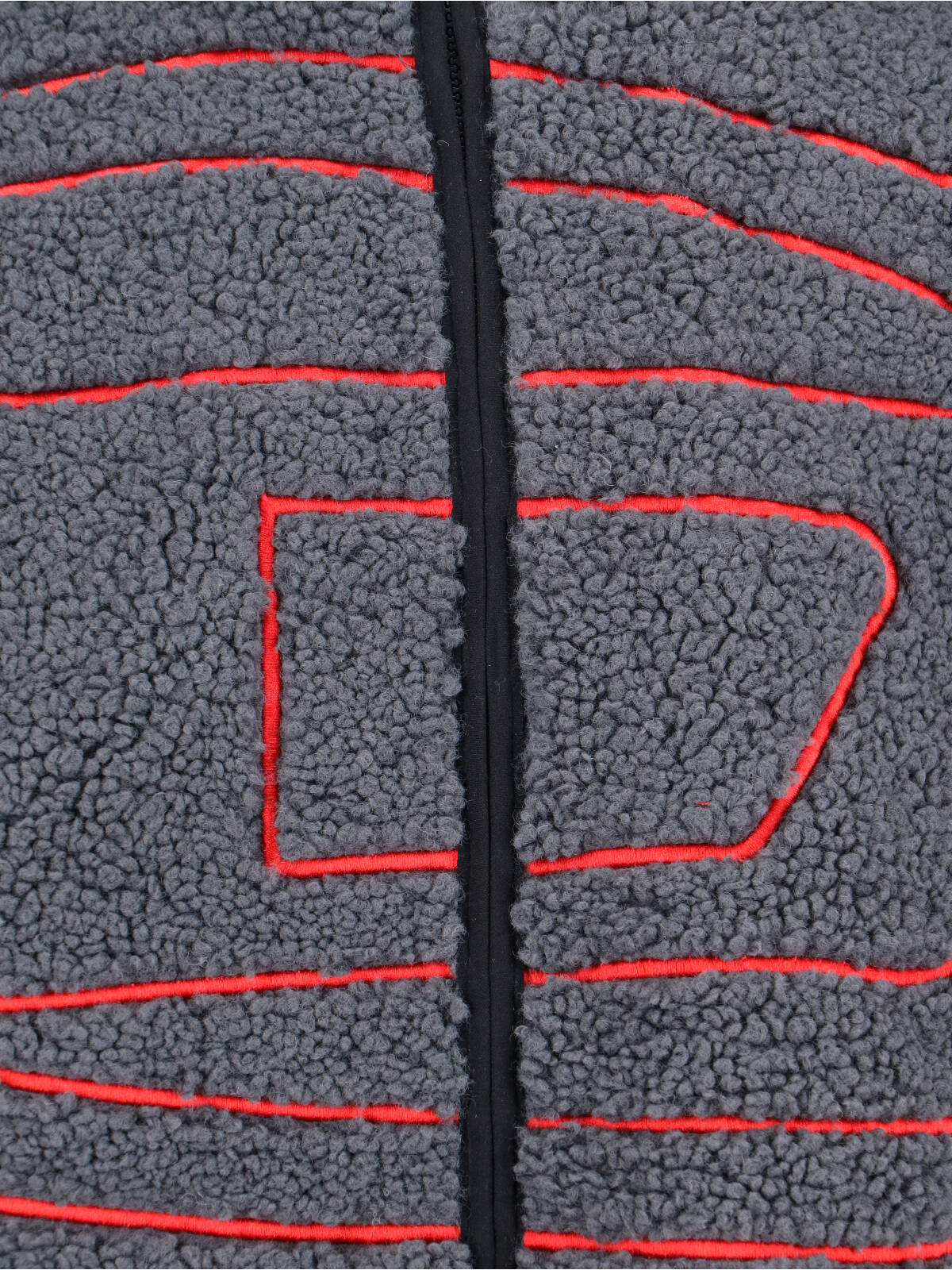 Diesel Textured Fleece Jacket With Bold Graphic Embroidery In Blue