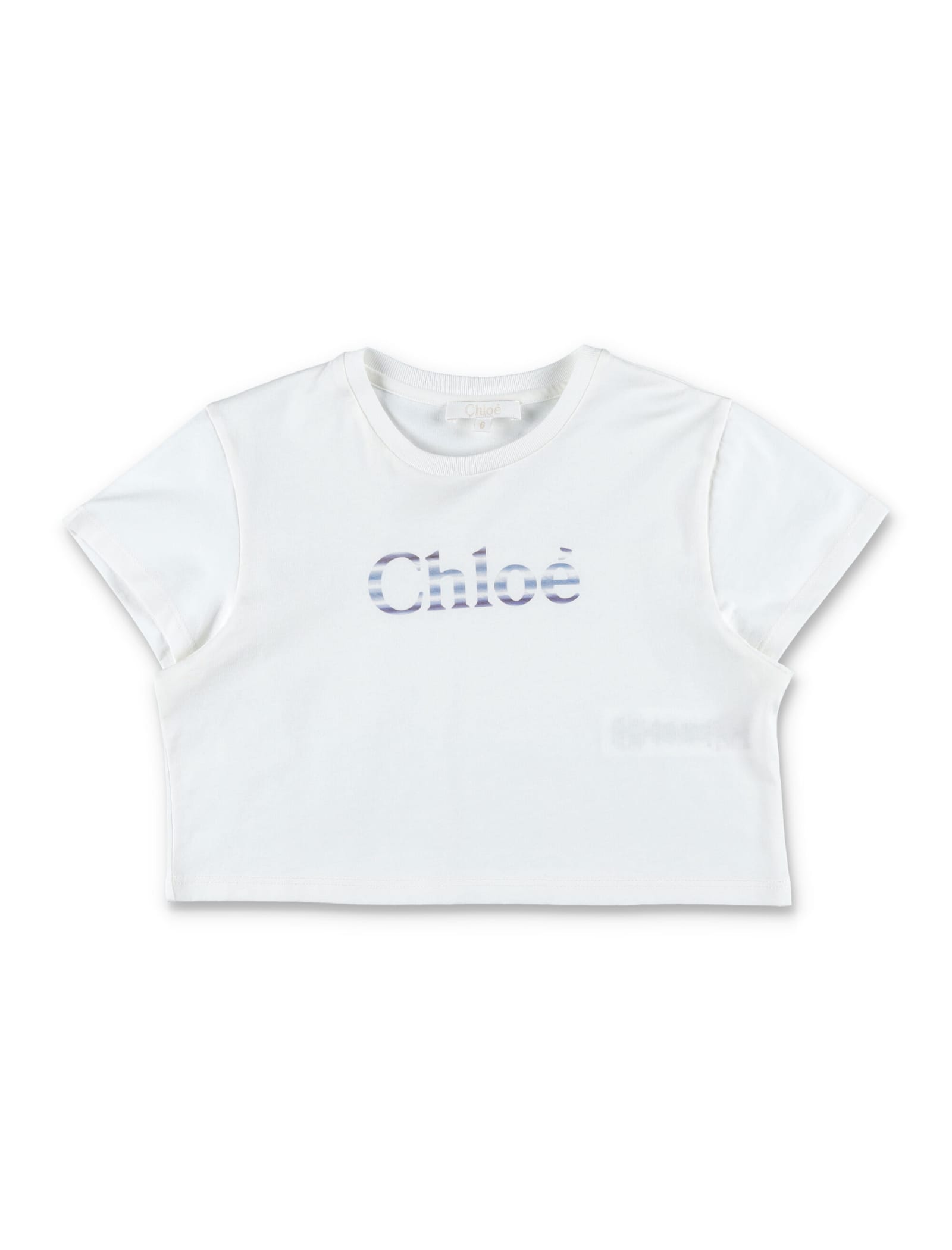 Chloé Kids' Cropped Logo T-shirt In White