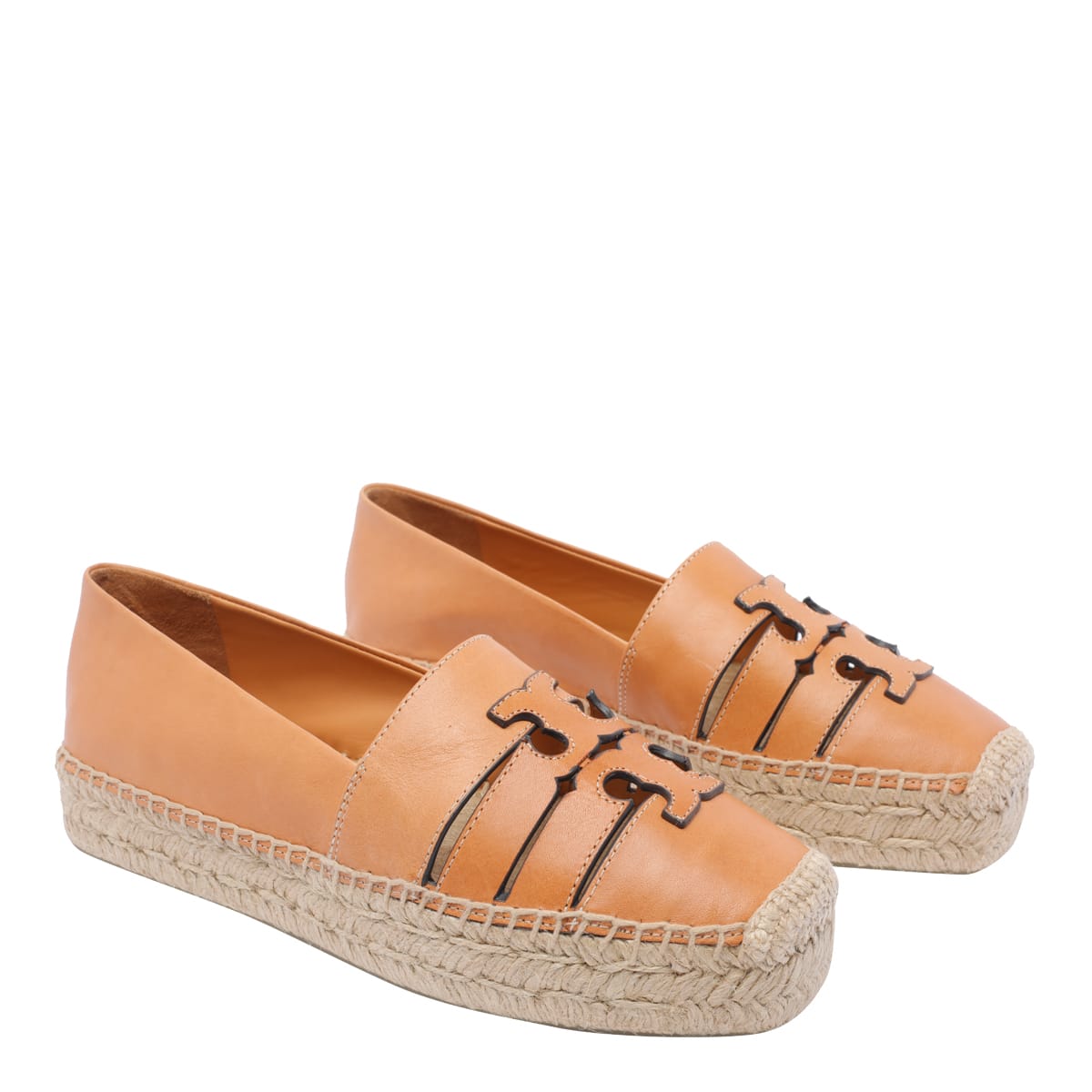 Tory Burch Ines Leather Platform Espadrilles In Brown
