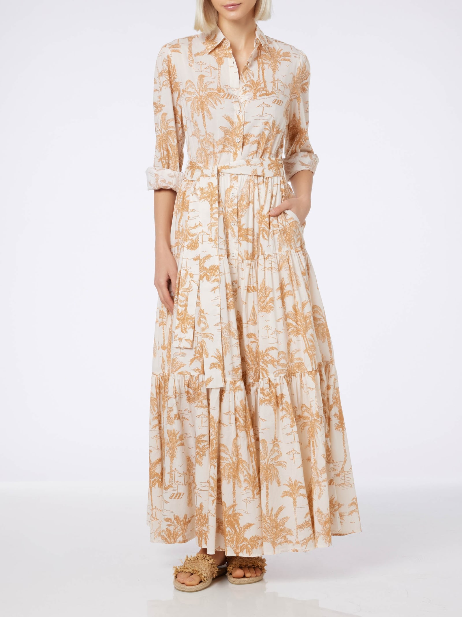Mc2 Saint Barth Woman Toile De Jouy Cotton Dress Jensen In White