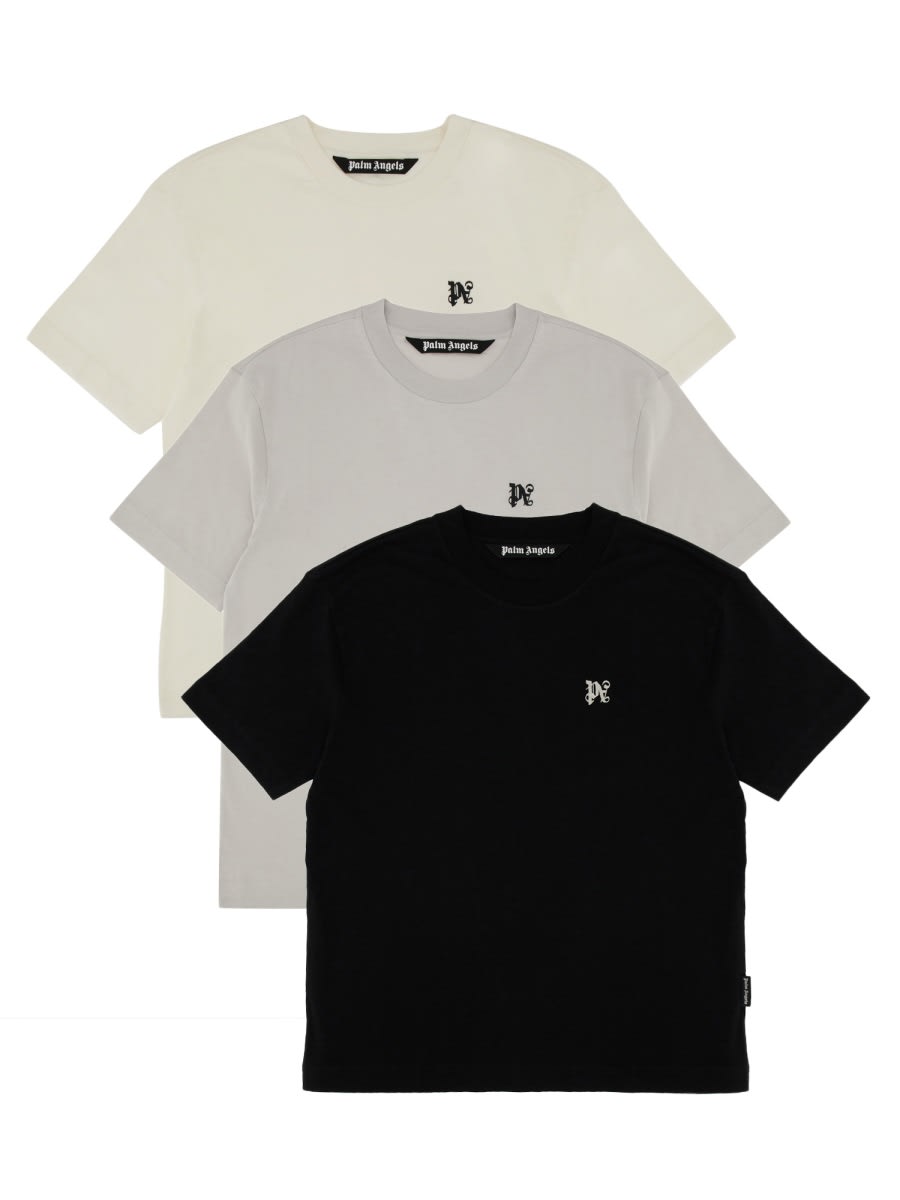 Shop Palm Angels Pack Of Three T-shirts In Multicolour