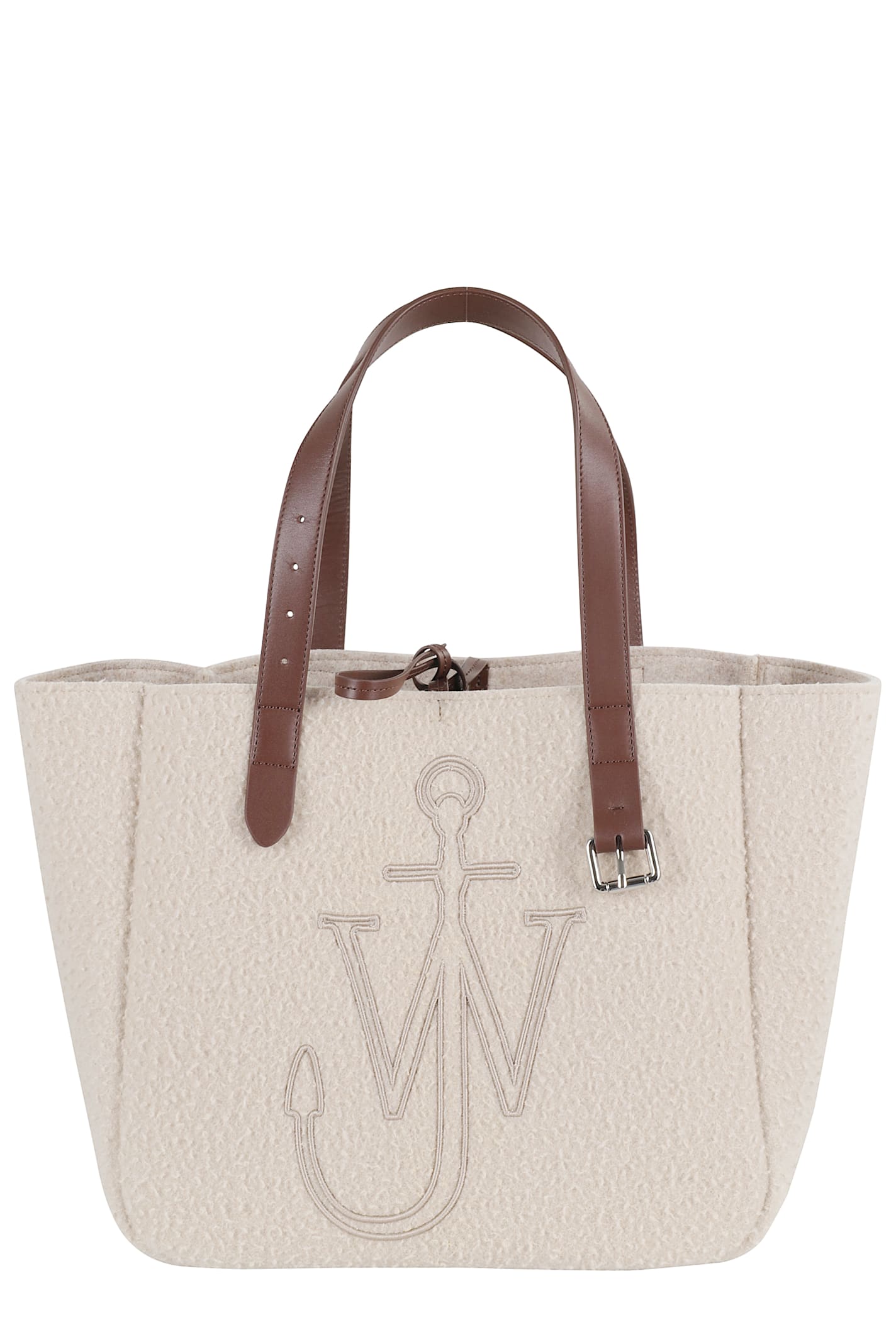 Jw Anderson J. W. Anderson Belt Tote Beige Boiled Wool Shoulder Bag In Pink