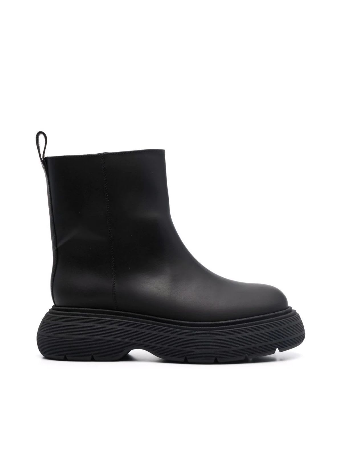 GIA BORGHINI Short Black Rubber Boot With A Chunky Sole