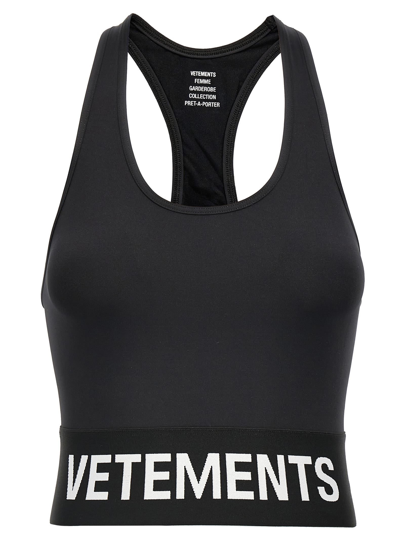 Shop Vetements Logo Sports Sporty Top In White/black