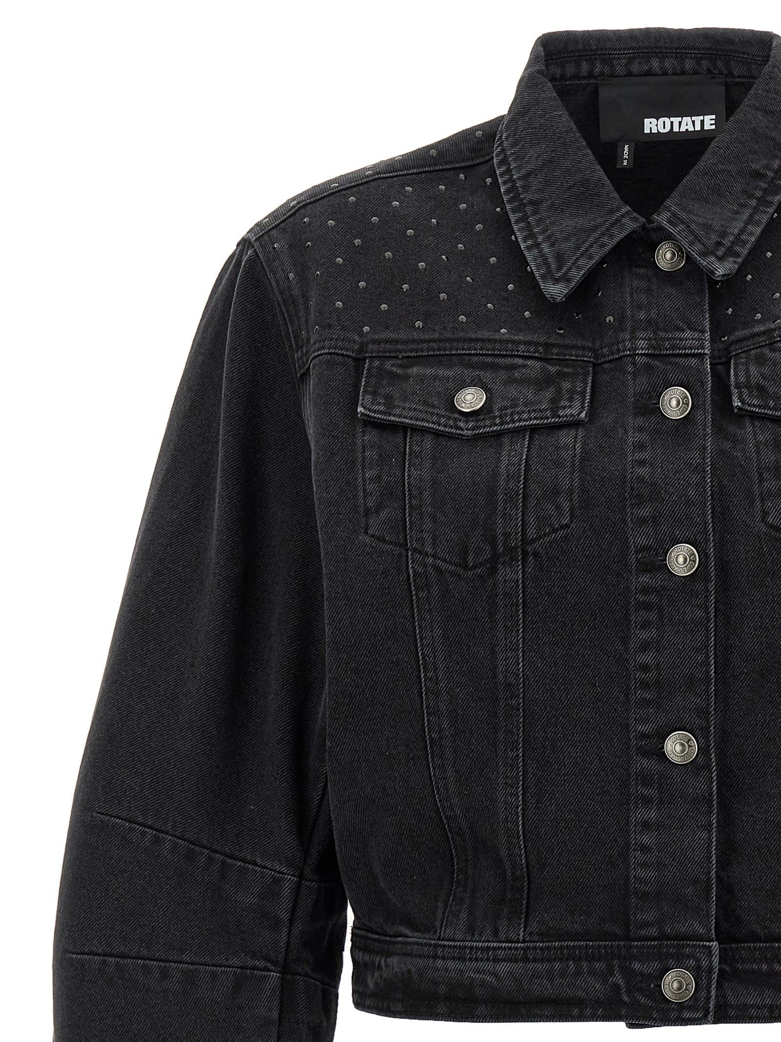 Rotate Birger Christensen Oversized Denim Jacket Studded Detail In Black