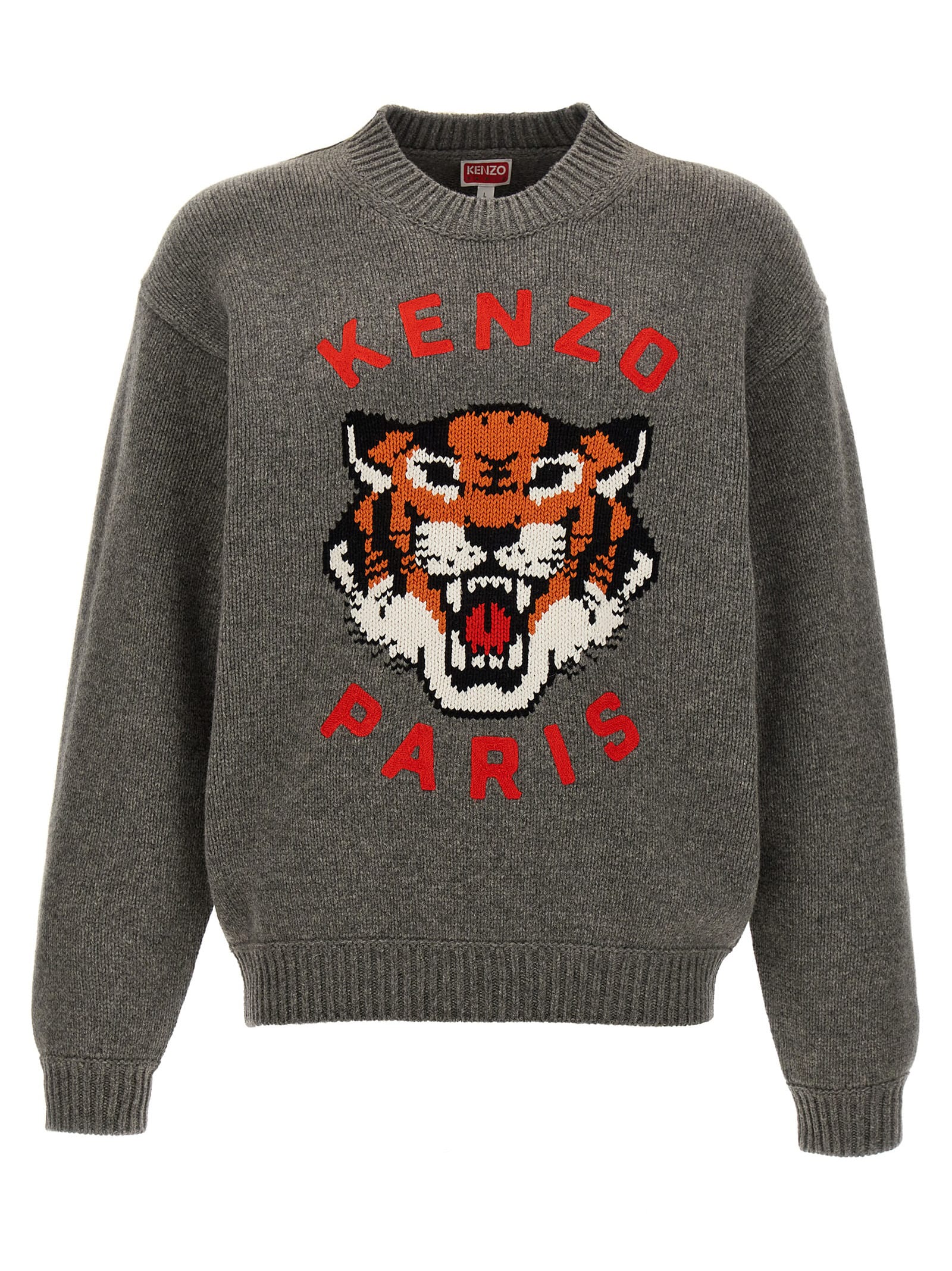 Shop Kenzo Lucky Tiger Sweater In Gray