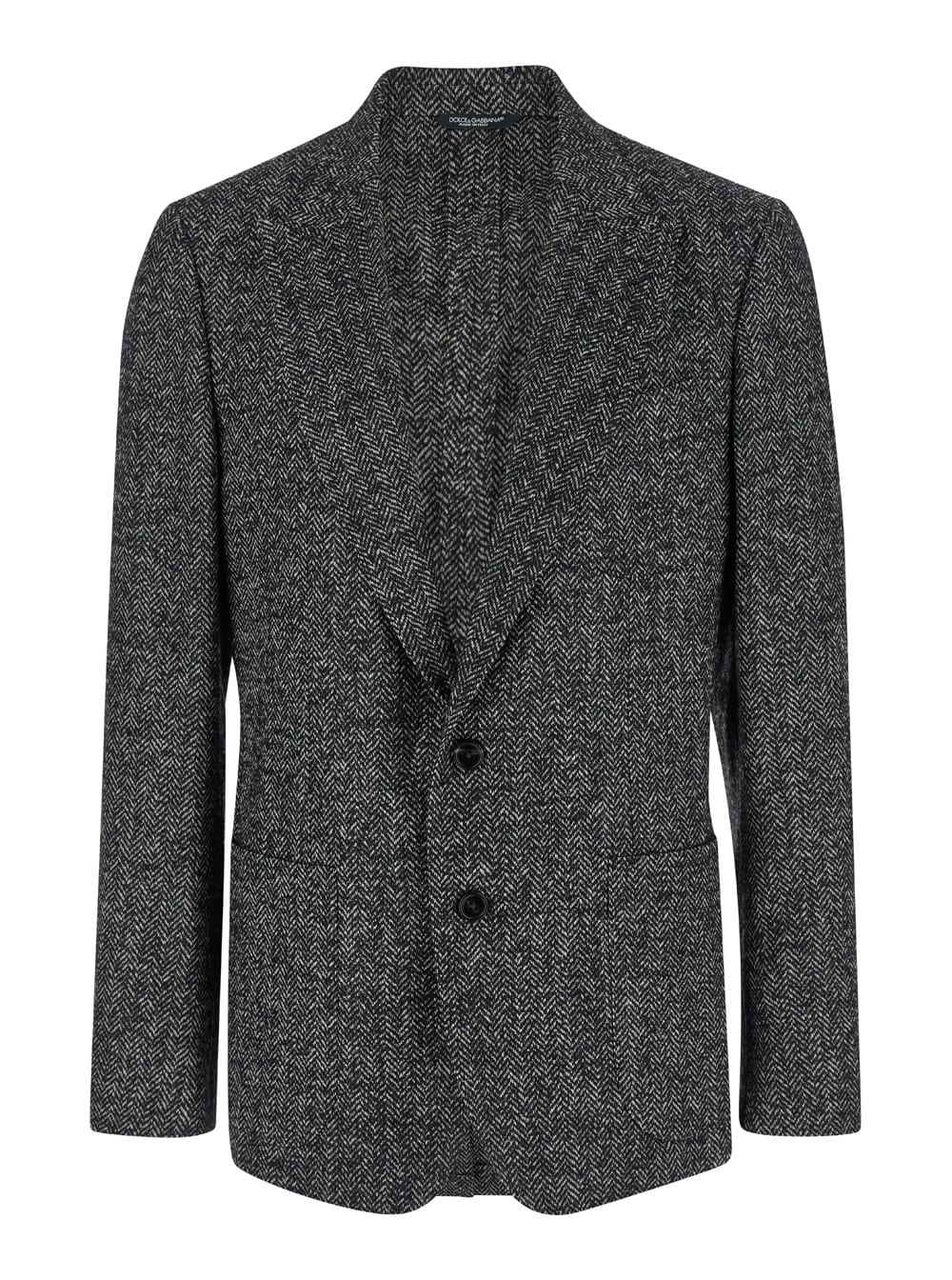 Shop Dolce & Gabbana Grey Single-breasted Jacket With Peak Revers In Wool Stretch Man