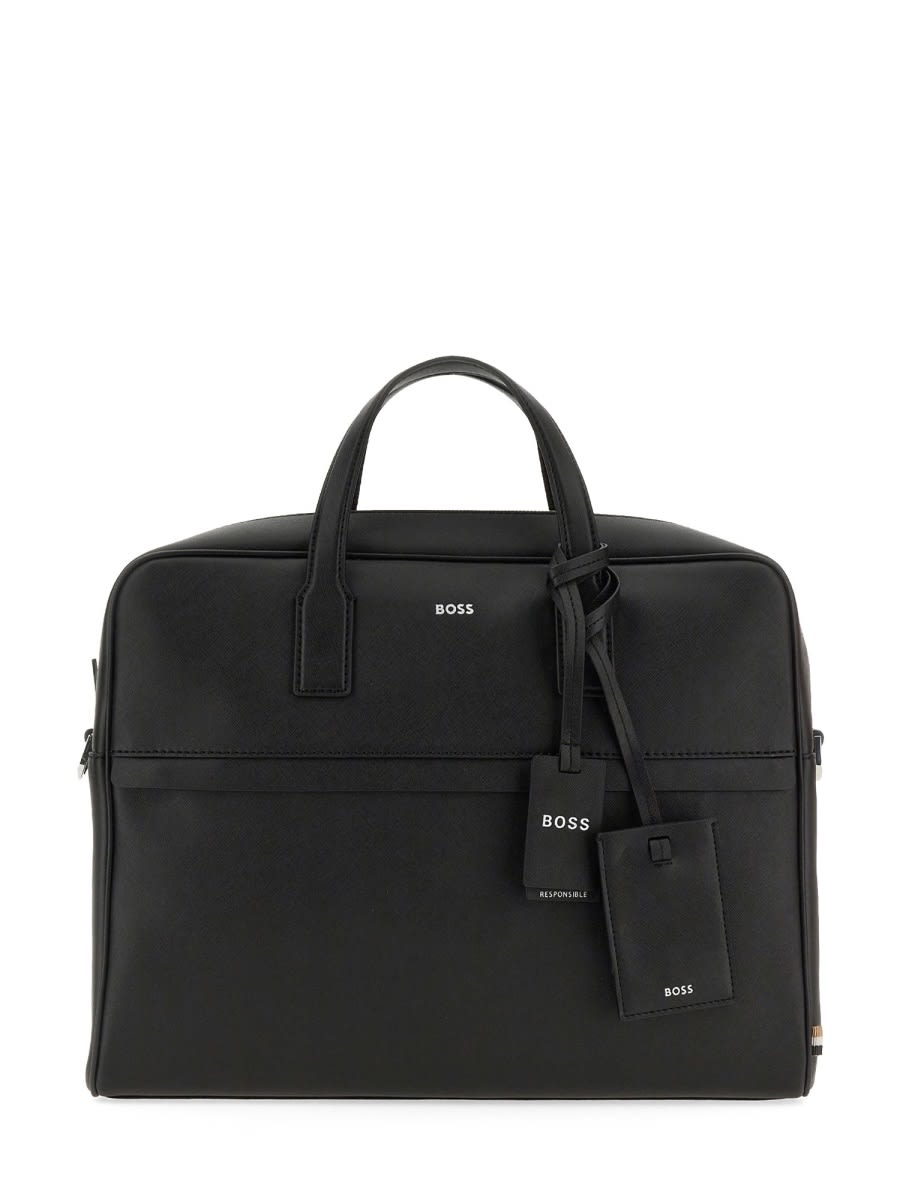 Shop Hugo Boss Document Bag With Logo In Black