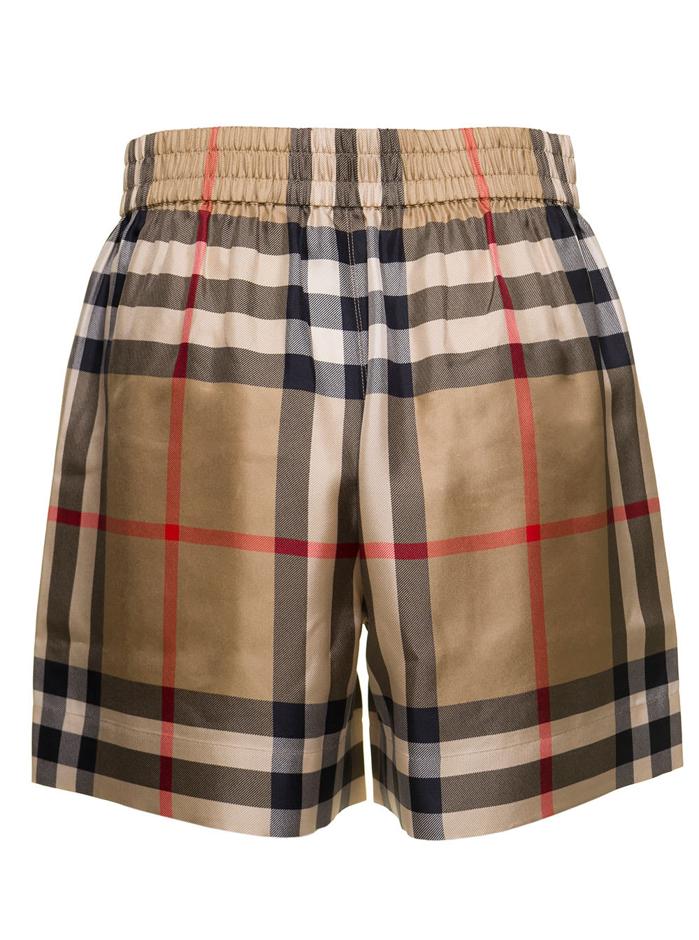 Shop Burberry Multicolor Bermuda Shorts With Vintage Check Motif In Stretch Cotton Woman In Neutrals/black