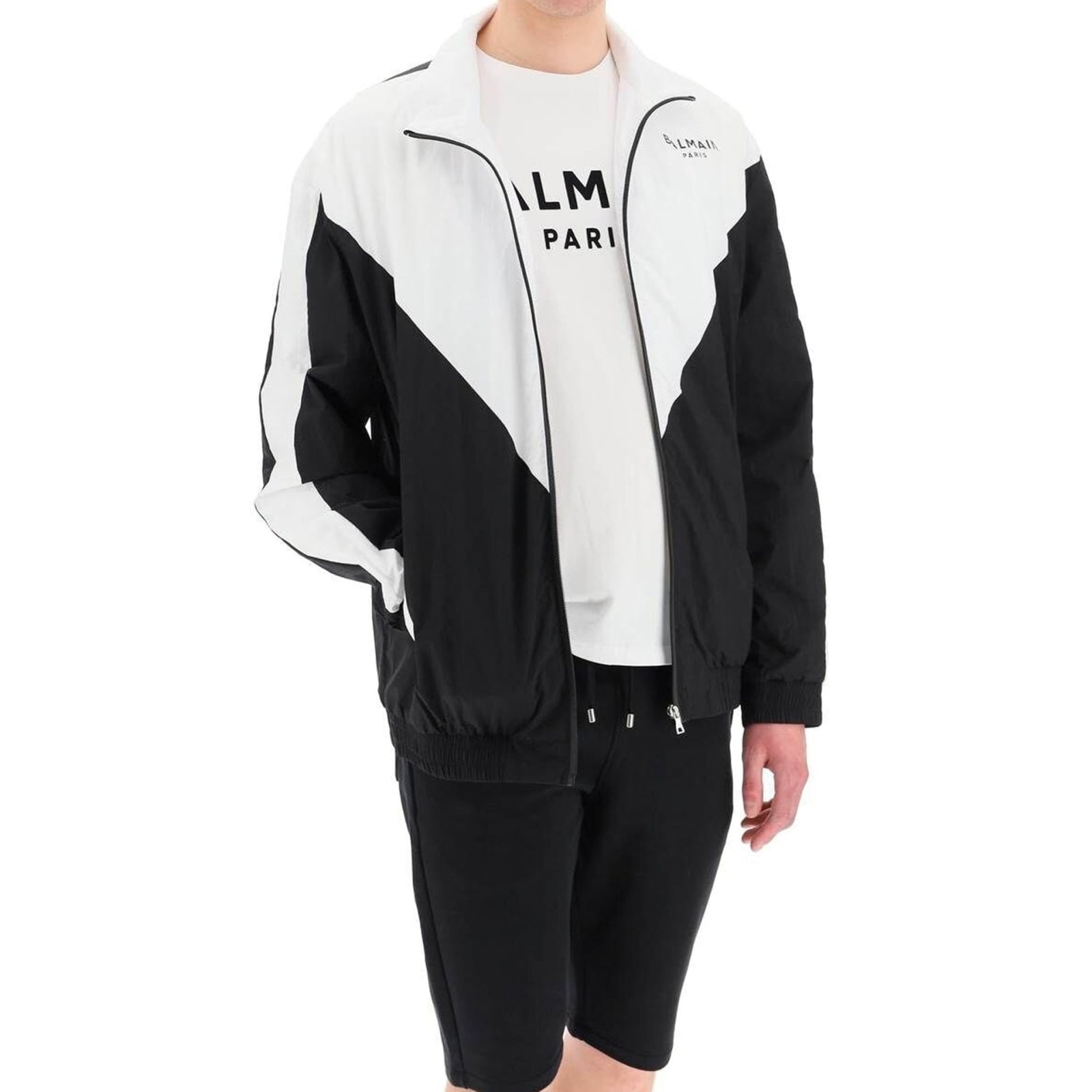 Shop Balmain Logo Windbreaker In Black