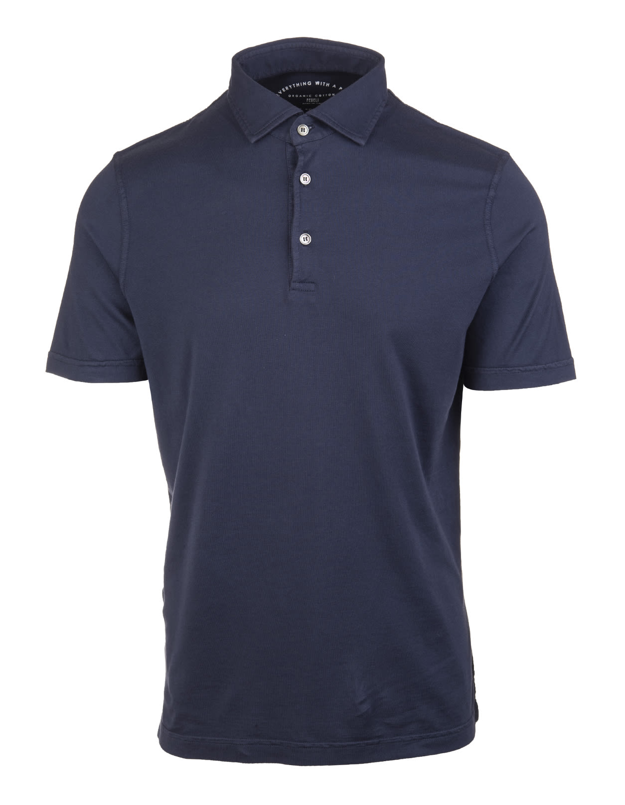 Fedeli Man Navy Blue Polo Shirt In Organic Cotton