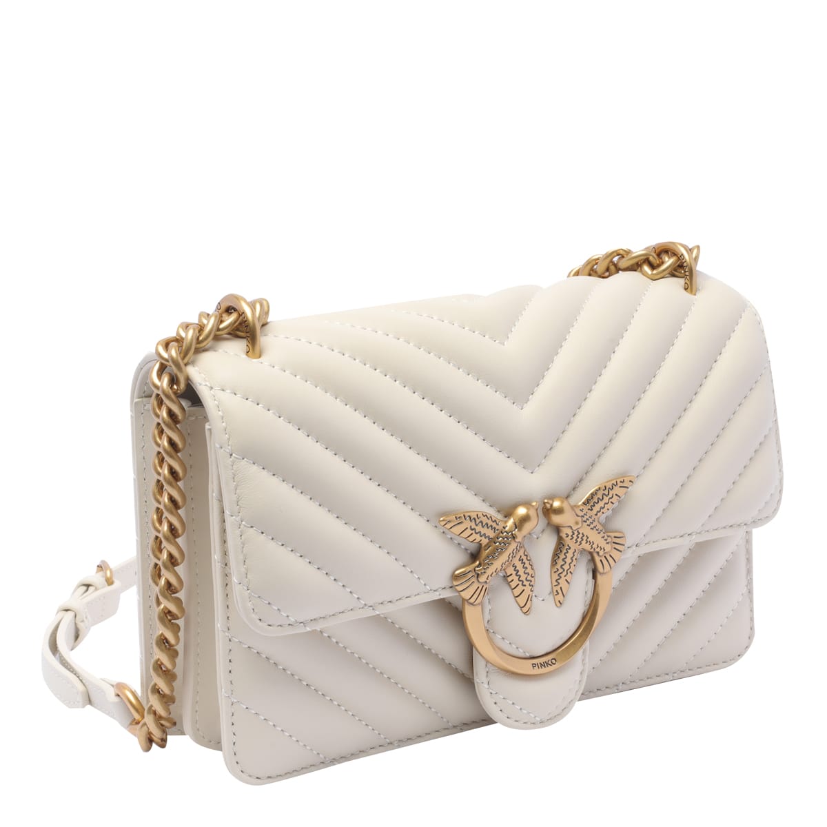 Shop Pinko Mini Love One Crossbody Bag In White