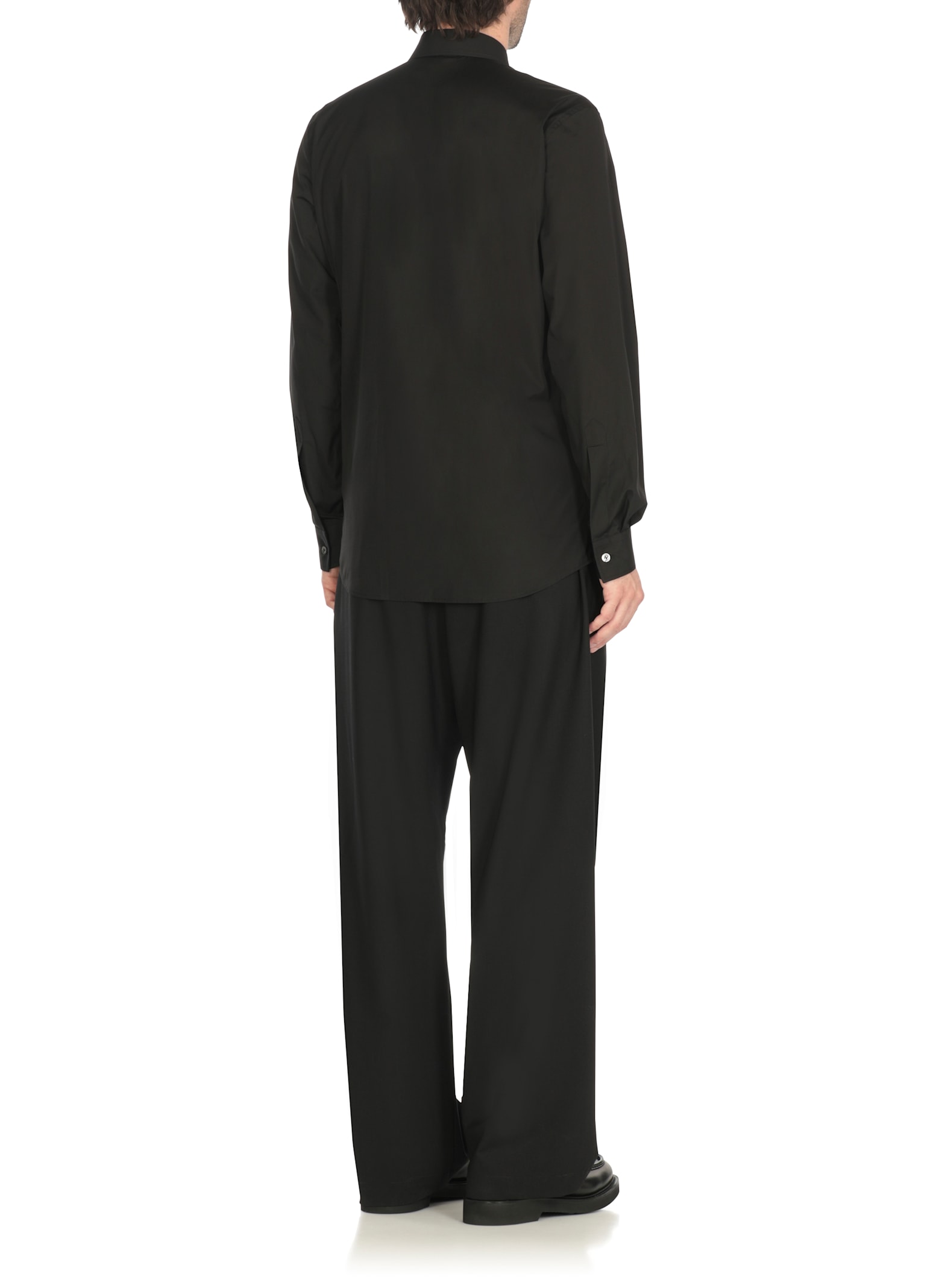 Moschino Cotton Shirt Button-down Collar Short Sleeves In Black