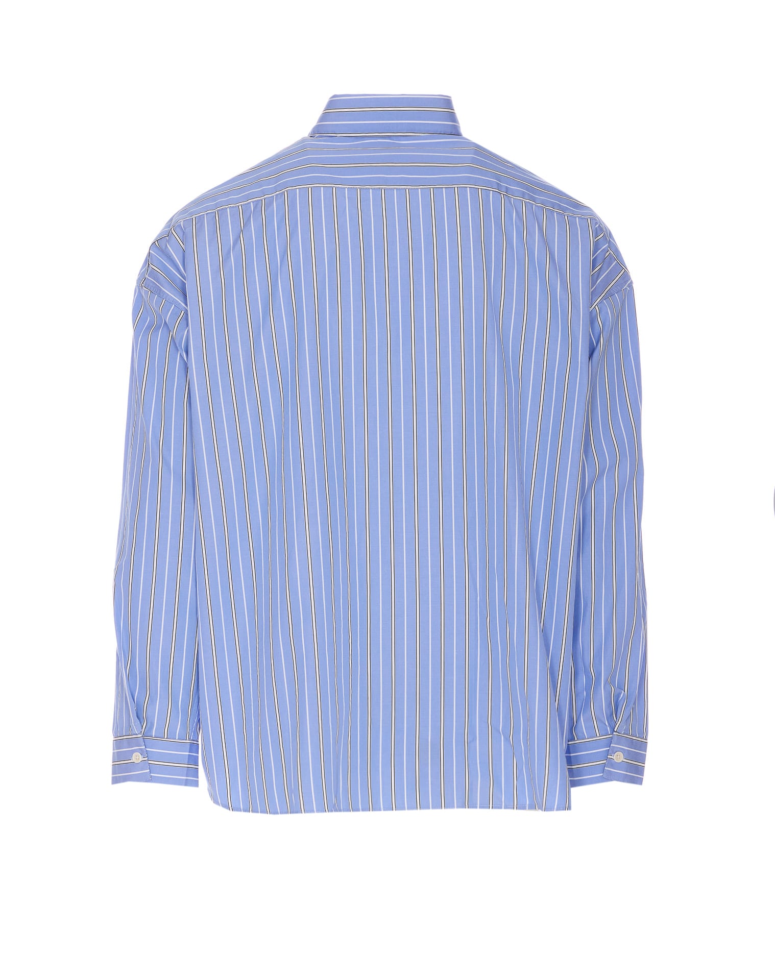 Sunflower Blue Striped Cotton Shirt With Button-down Collar In Blue
