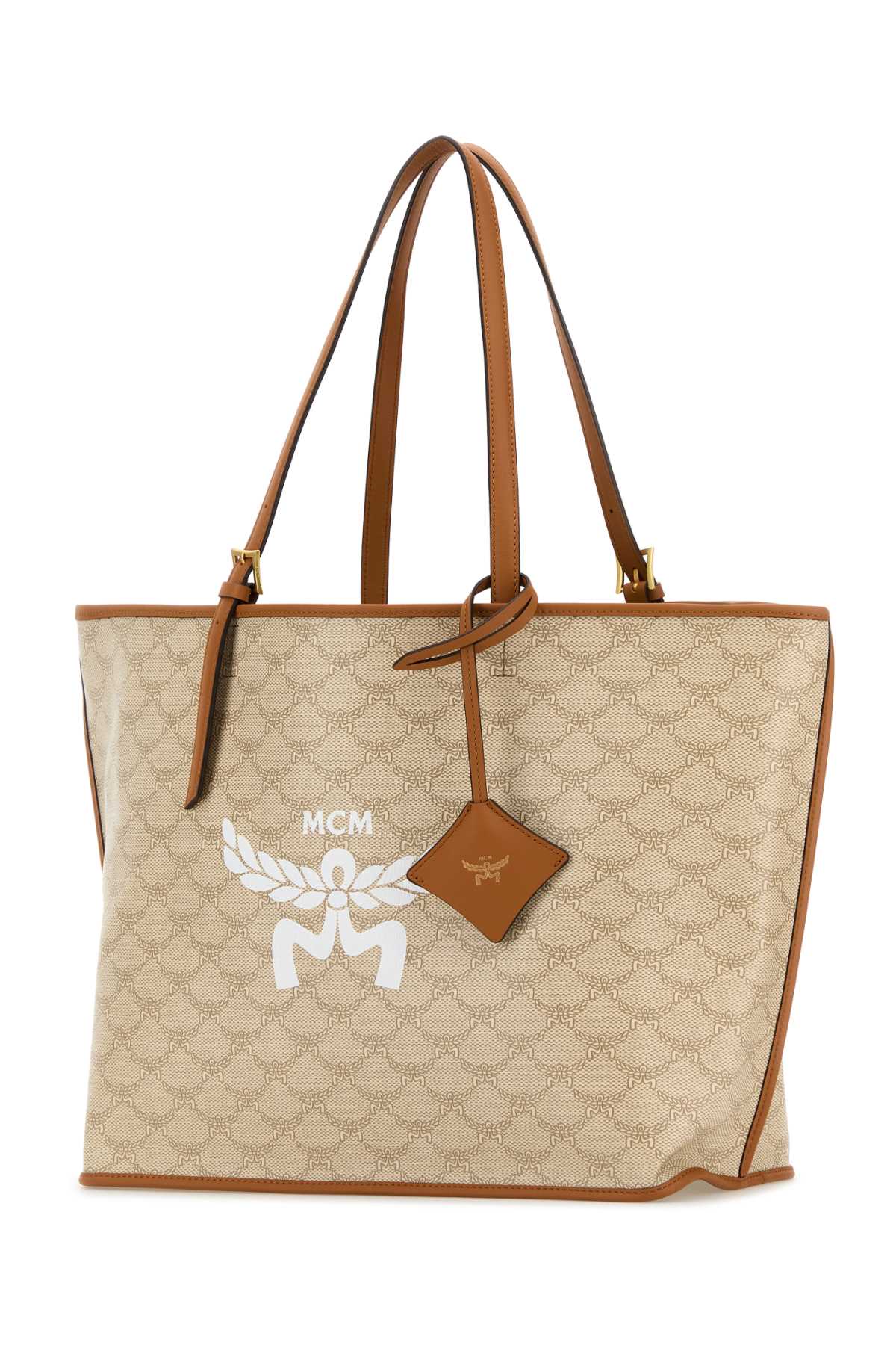 Mcm Women Printed Canvas Himmel Shopping Bag In Ss24oatmeal