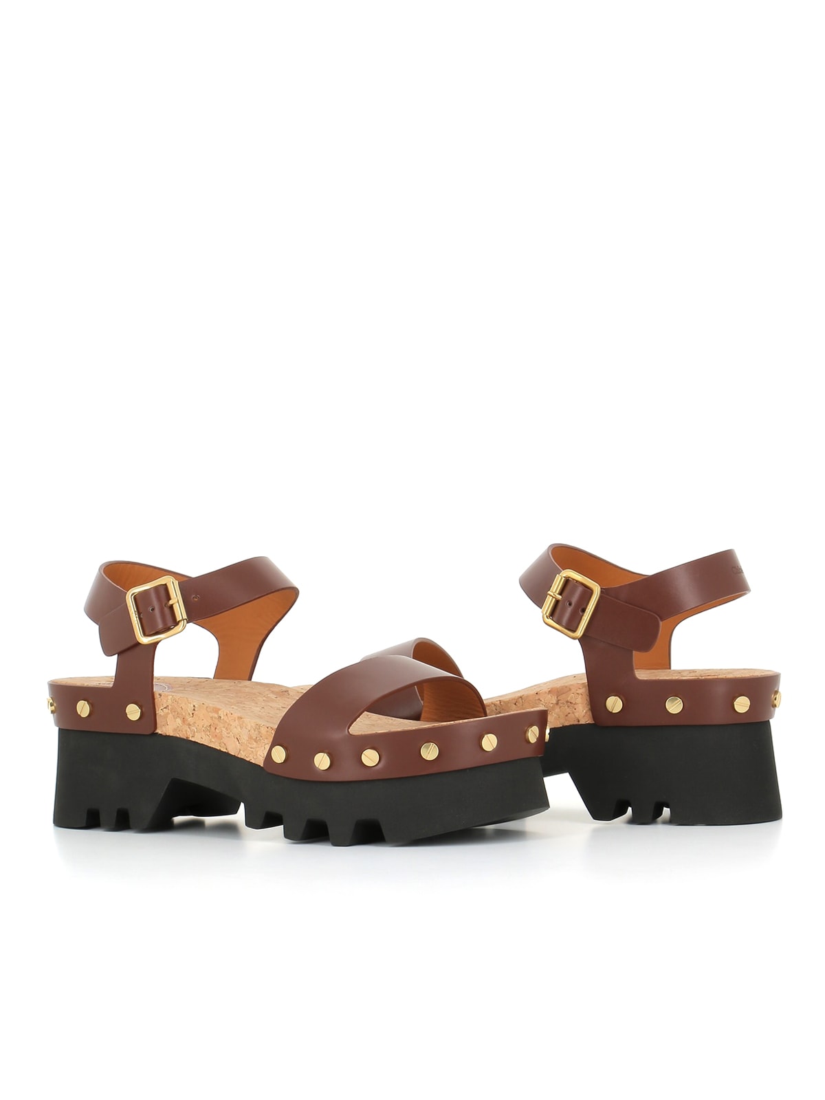 Chloé Woman Sandals Cocoa Size 10 Leather In Black/brown