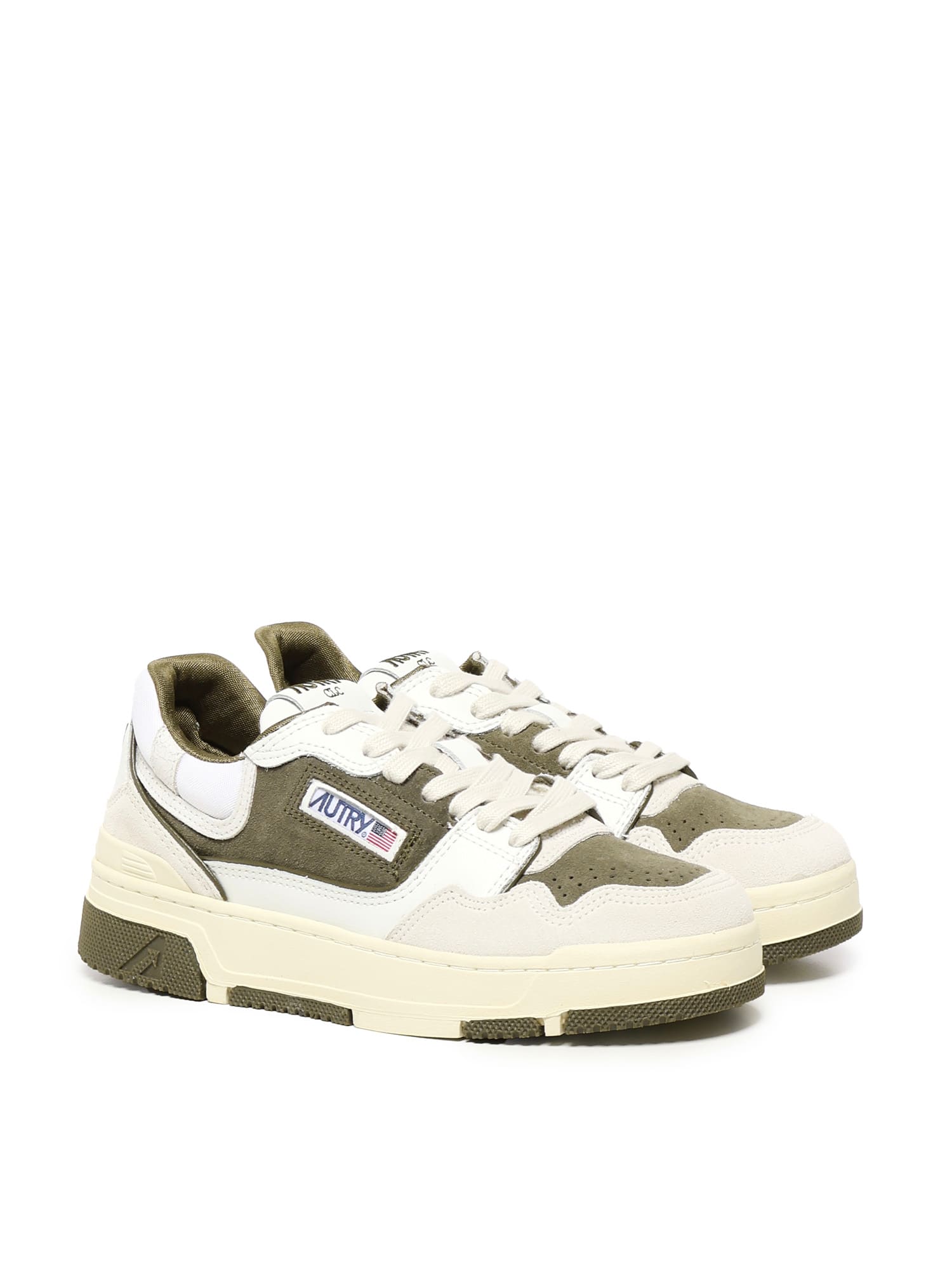 Autry Leather Panelled Trainers In Multi