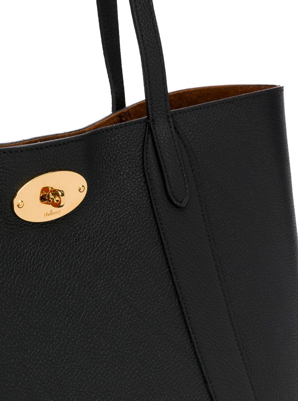 Mulberry Black Tote Bag With Front Turn-lock Closure And And Two Top Handles In Leather Woman In Black