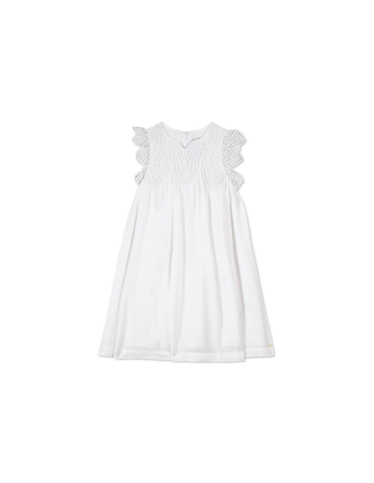 Shop Tartine Et Chocolat White Sleeveless Dress With Lace