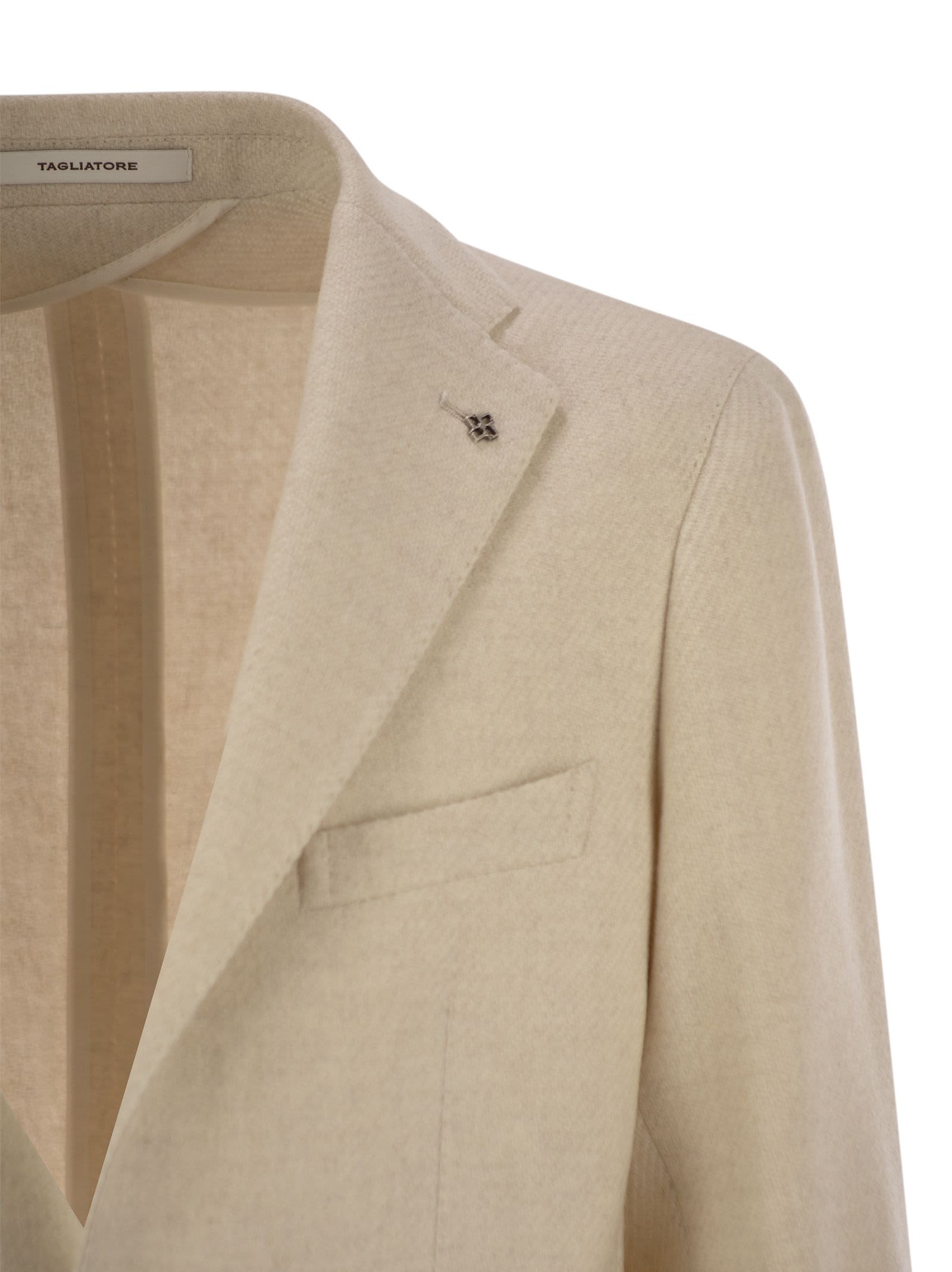 Shop Tagliatore Virgin Wool Blend Jacket In Oat