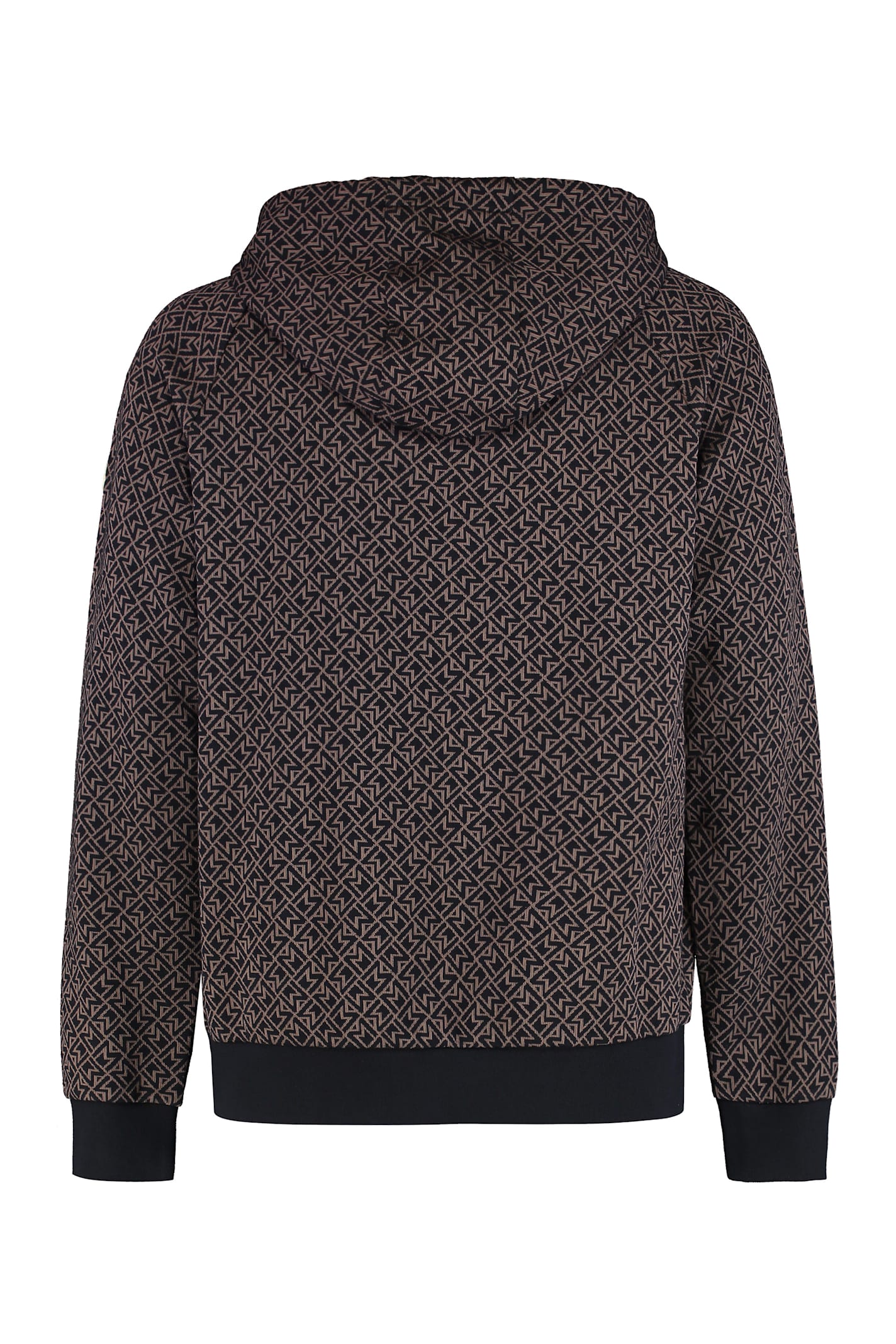 Moncler Logo Jacquard Knitted Drawstring Hoodie In Brown