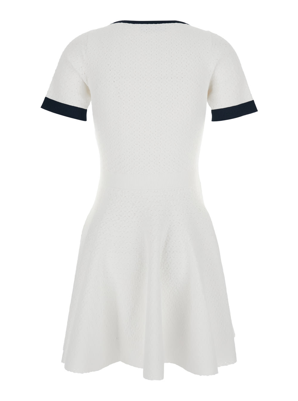 Gucci White Flared Dress With Logo Lettering Embroidery On The Front In Viscose Blend Woman In Animal Print
