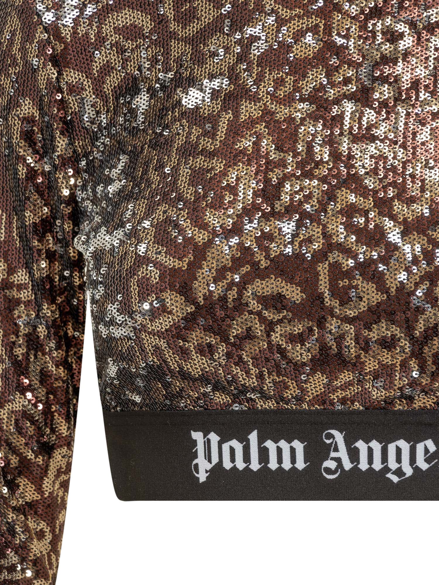 Shop Palm Angels Top With Sequins In Brown Black