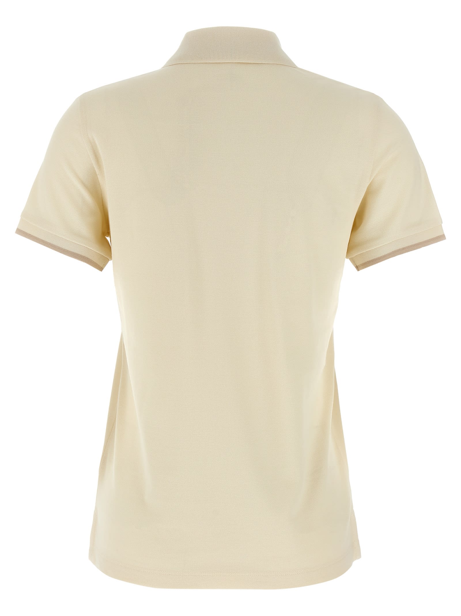 Moncler White Piquet Logo Patch Polo Shirt In Neutral