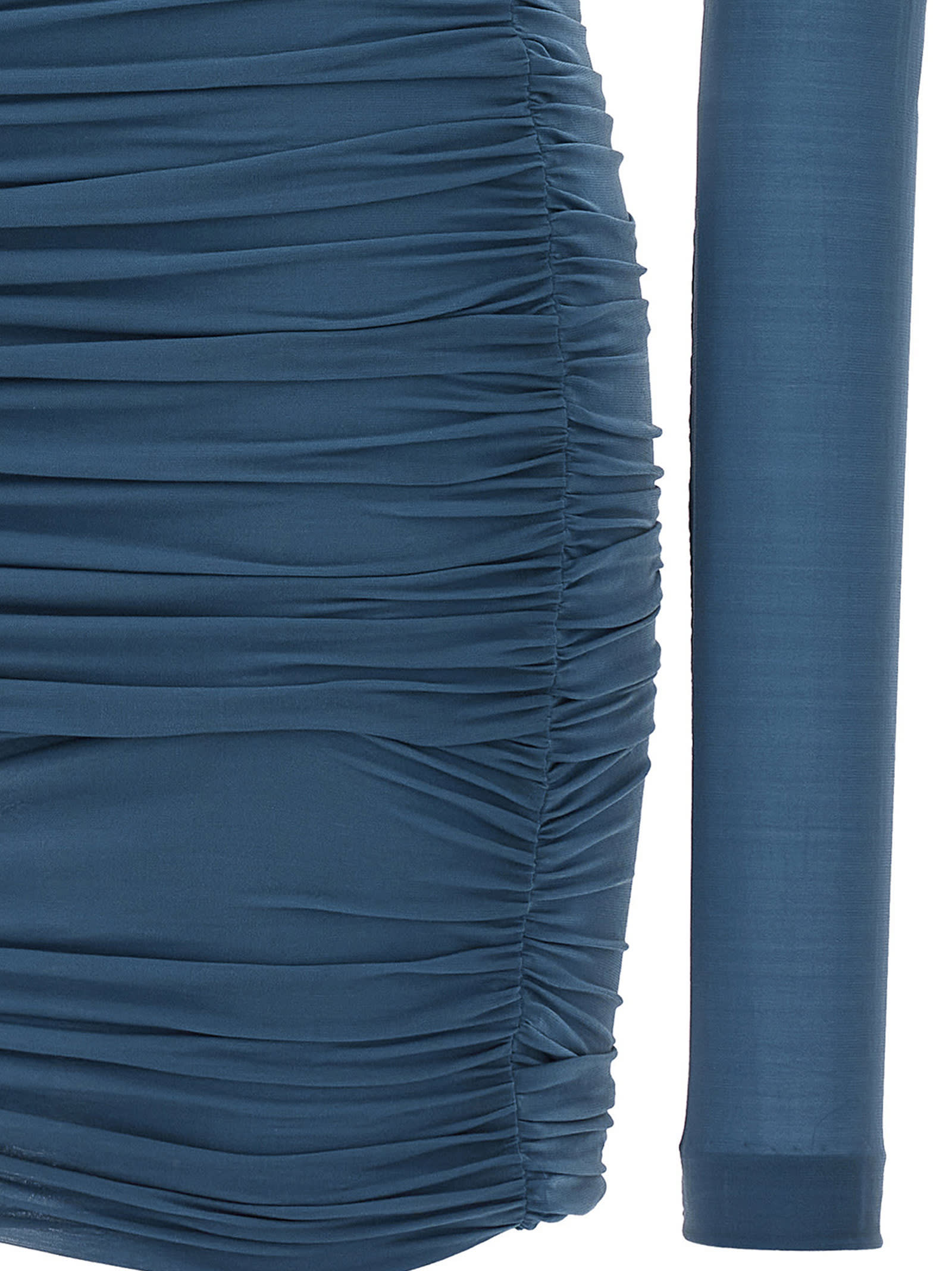Shop Saint Laurent Draped Jersey Dress In Blue
