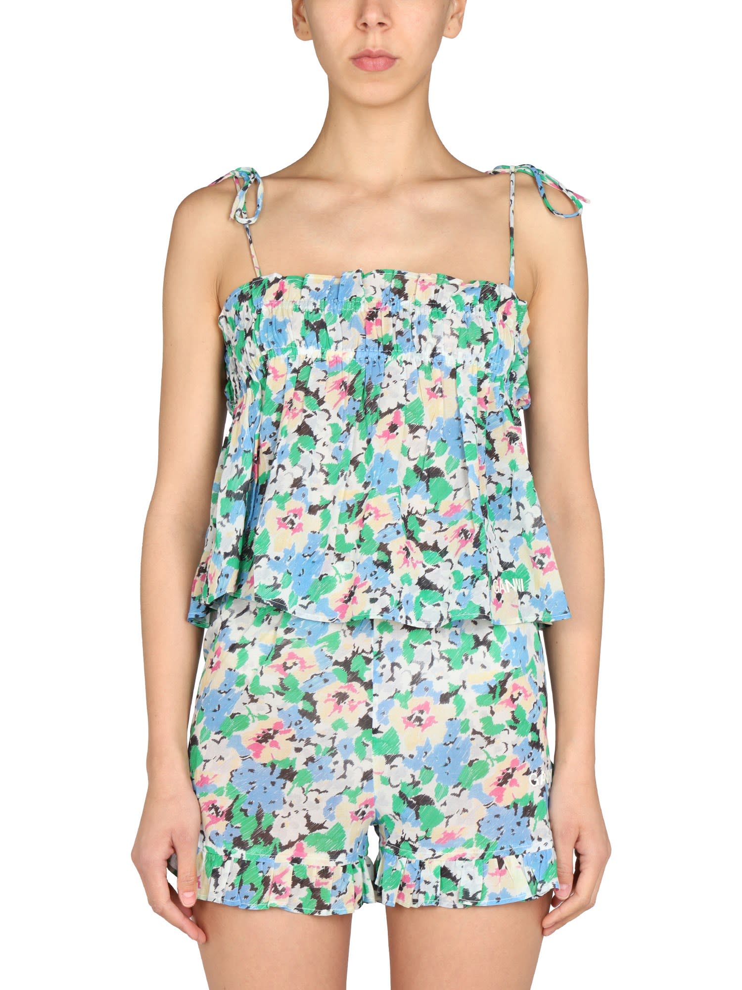 Ganni Top With Floral Pattern