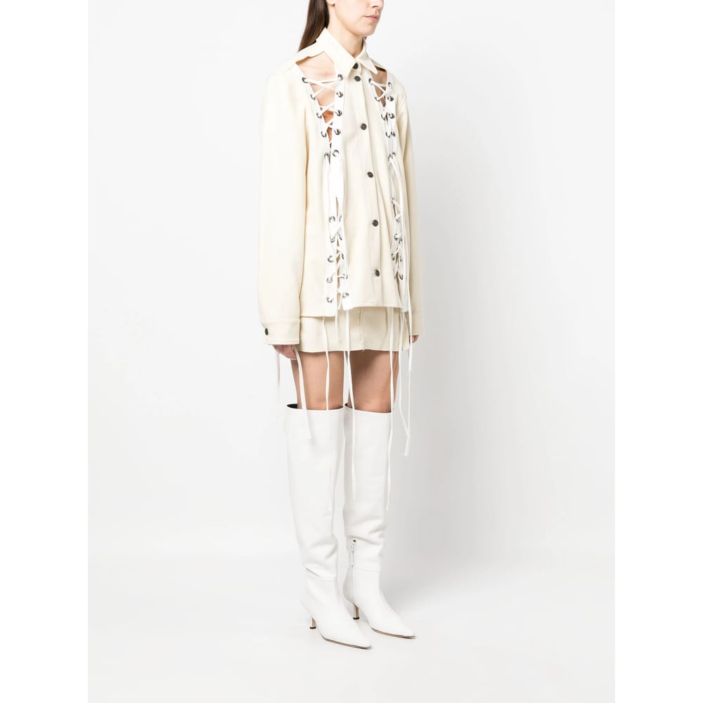 Julfer Alex Lace-up Wool Jacket In Neutral