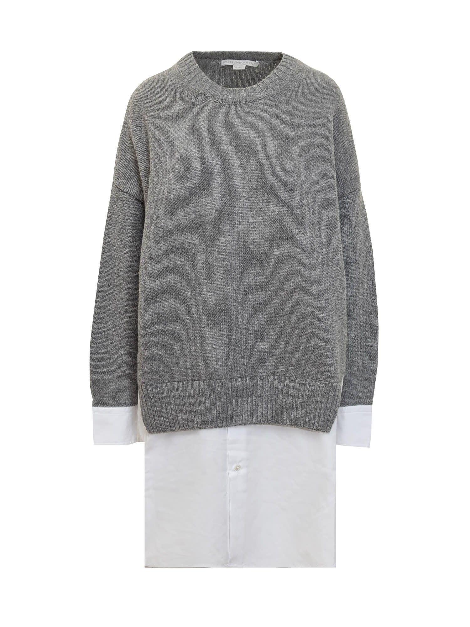 Shop Stella Mccartney Merino Poplin Jumper In Grey Melange