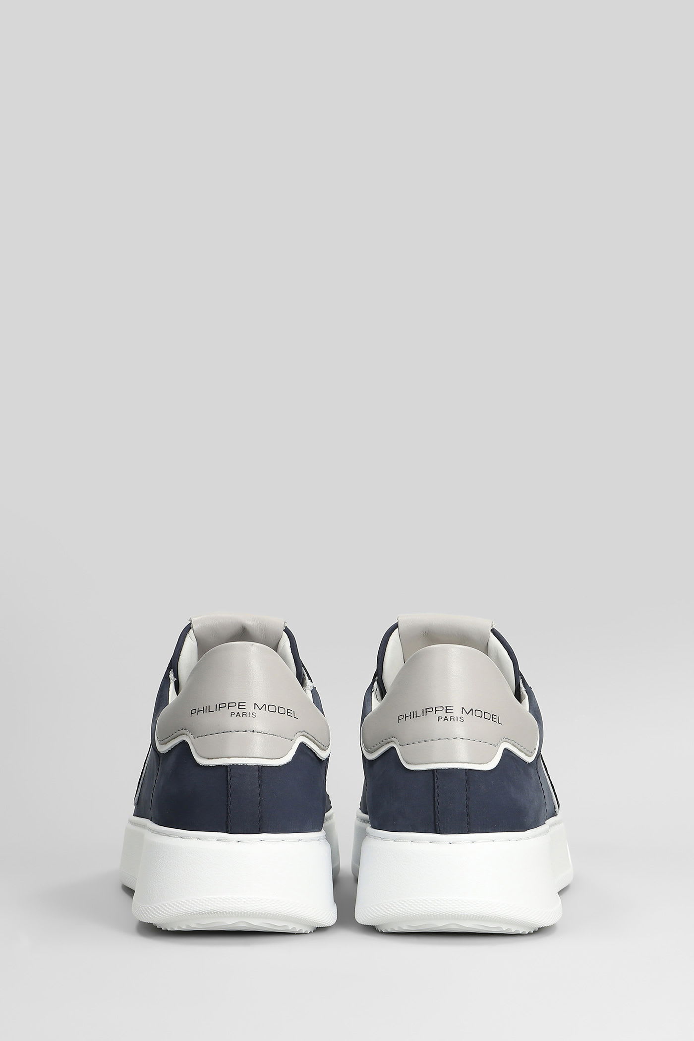 Philippe Model Temple Low Sneakers In Nubuk Blue Color In Blue