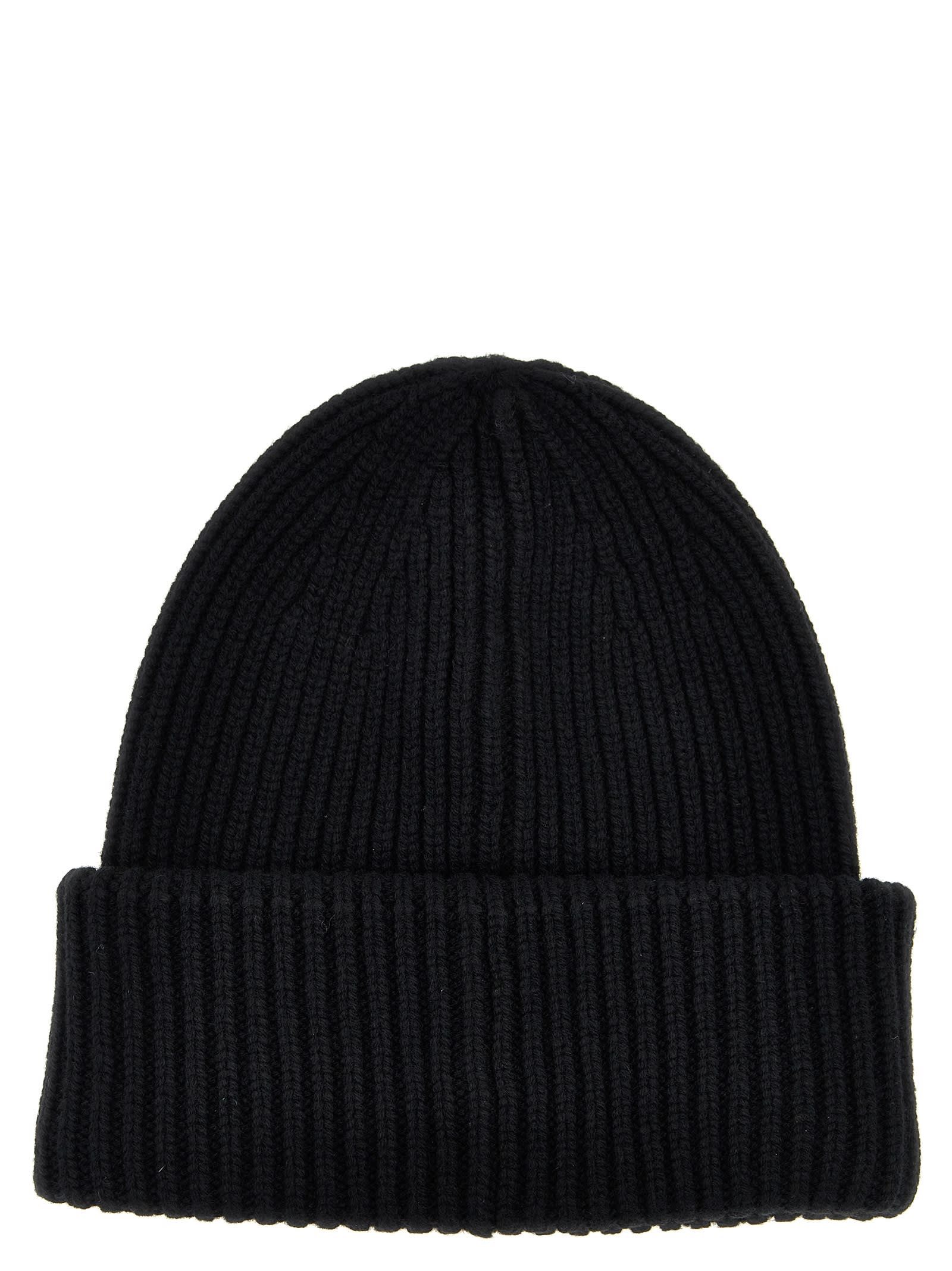 Shop Moncler Logo Patch Beanie In Black