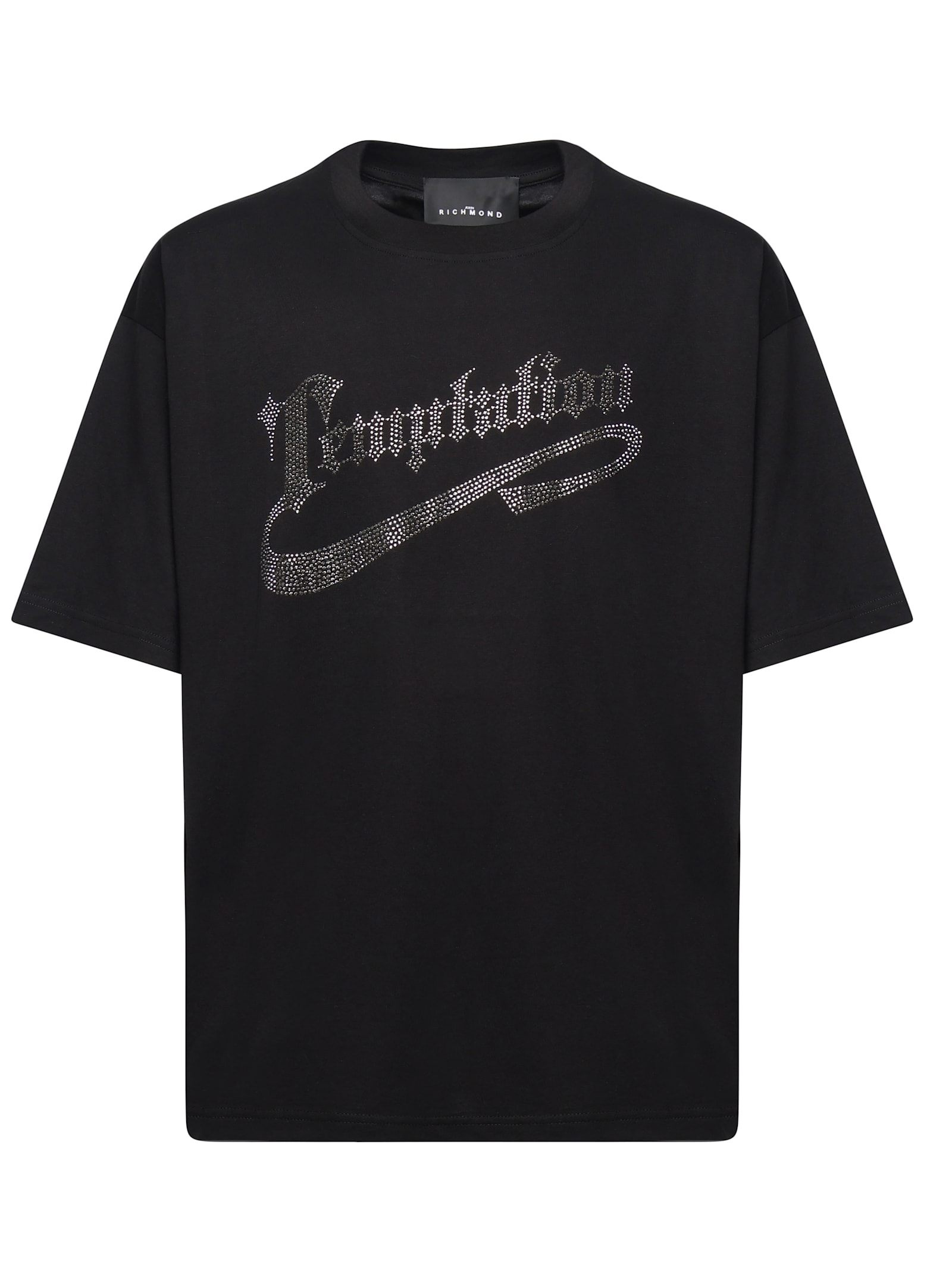 John Richmond T-shirt With Decorative Print In Black