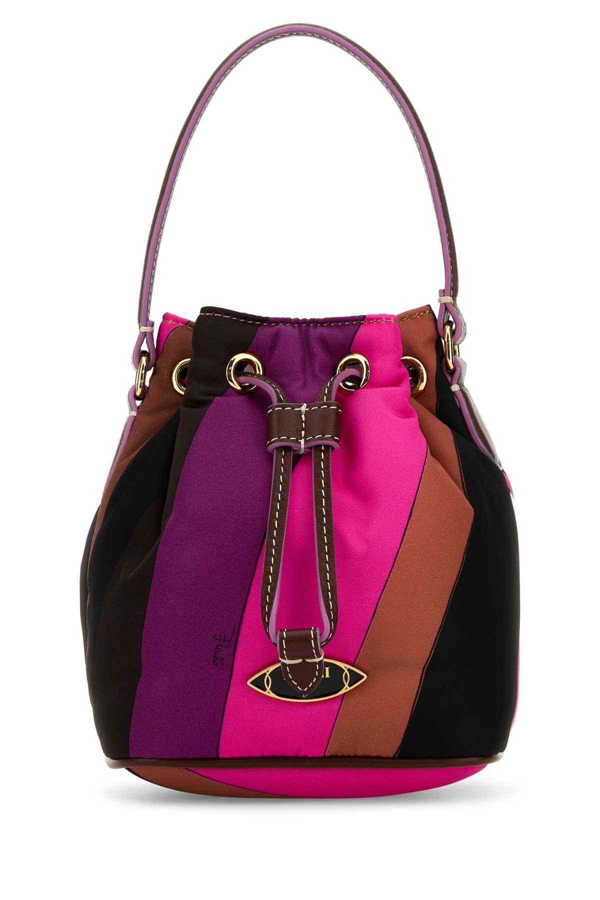 Shop Pucci Printed Nylon Yummy Bucket Bag In Fuxiamarrone