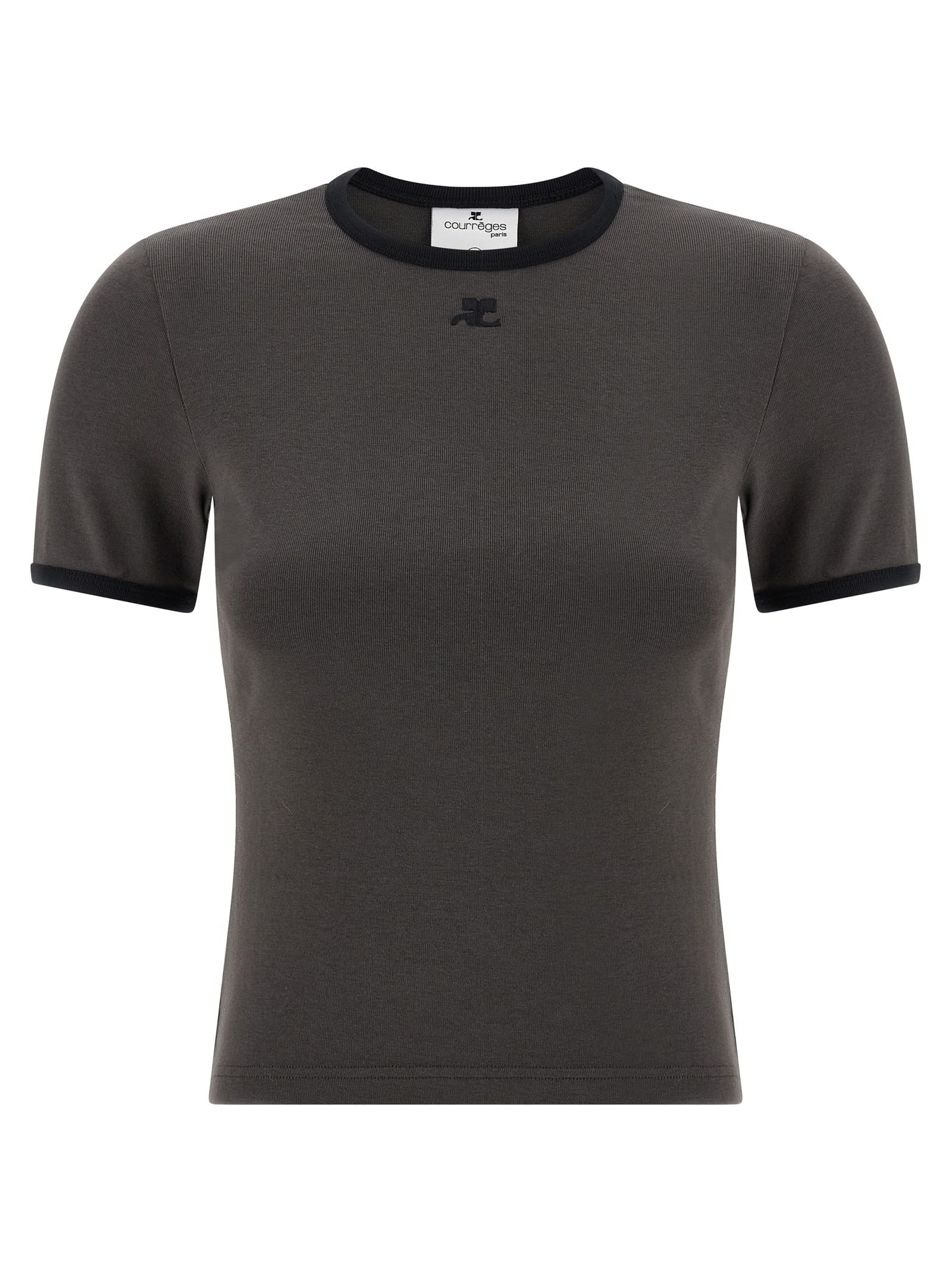Courrèges Courreges Women T-shirt With Contrasting Cotton Profiles In Multi