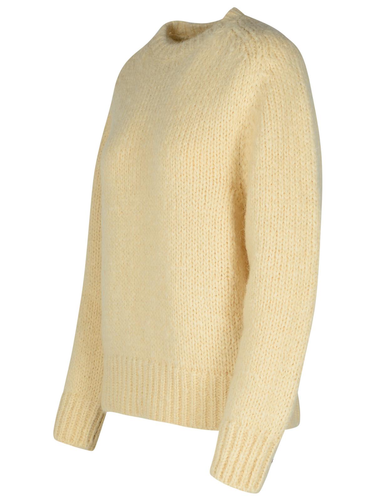 Shop Jil Sander Cream Mohair Blend Sweater